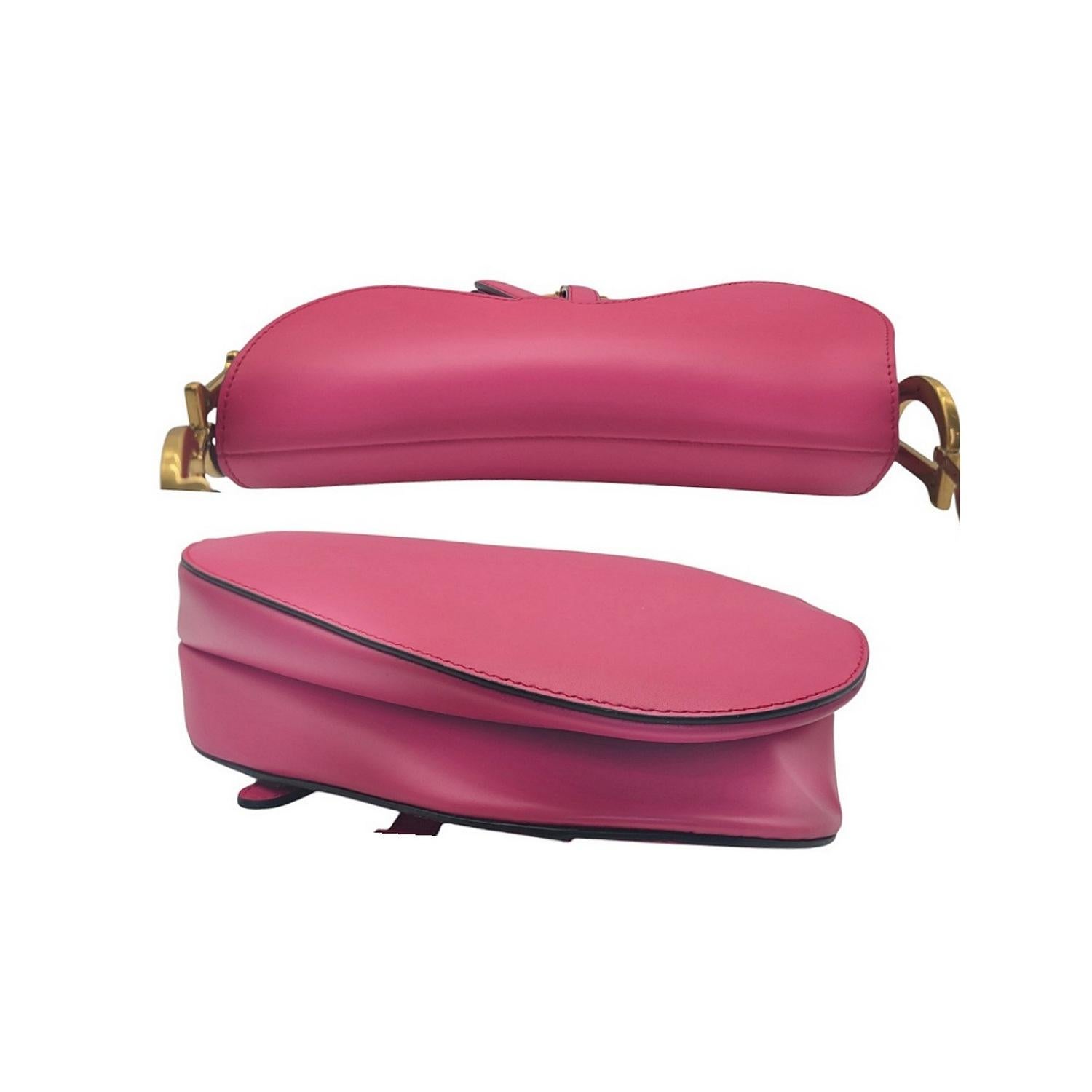 Christian Dior 2023 Ultra Matte Pink Calfskin Saddle Bag For Sale 1