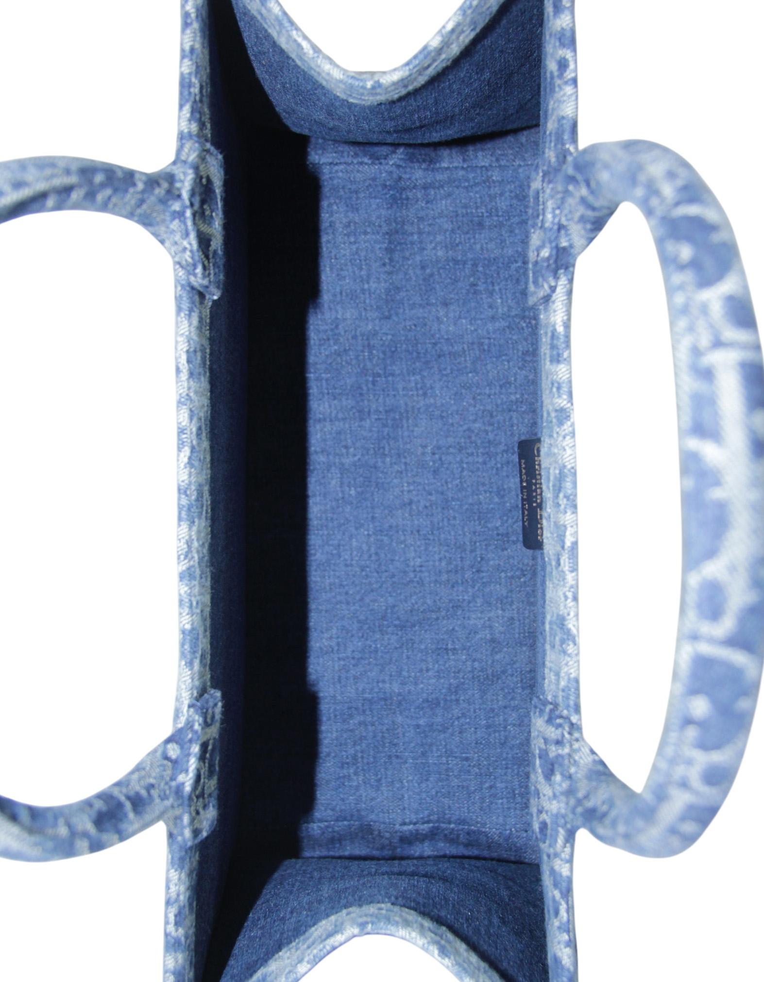 Women's Christian Dior 2024 Blue Ombre Denim Oblique Jacquard Medium Book Tote Bag