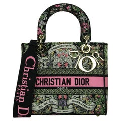 Christian Dior 2024 Floral Embroidered Canvas Medium Lady D-Lite Bag