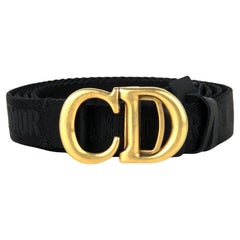 Christian Dior 20mm Black Jacquard Saddle Belt sz L
