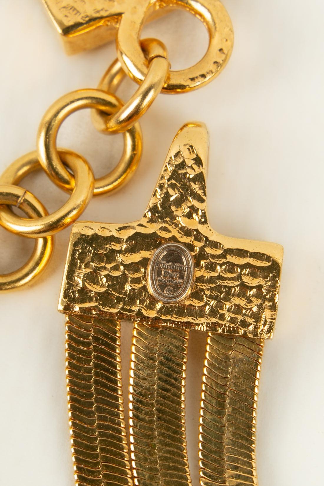 Christian Dior Halskette mit 3 Kettenreihen aus vergoldetem Metall im Angebot 2