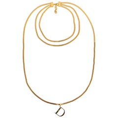 Christian Dior 3 Chain Rows Necklace in Gold-Plated Metal Christian Dior 3 Chain Rows Necklace in Gold-Plated Metal
