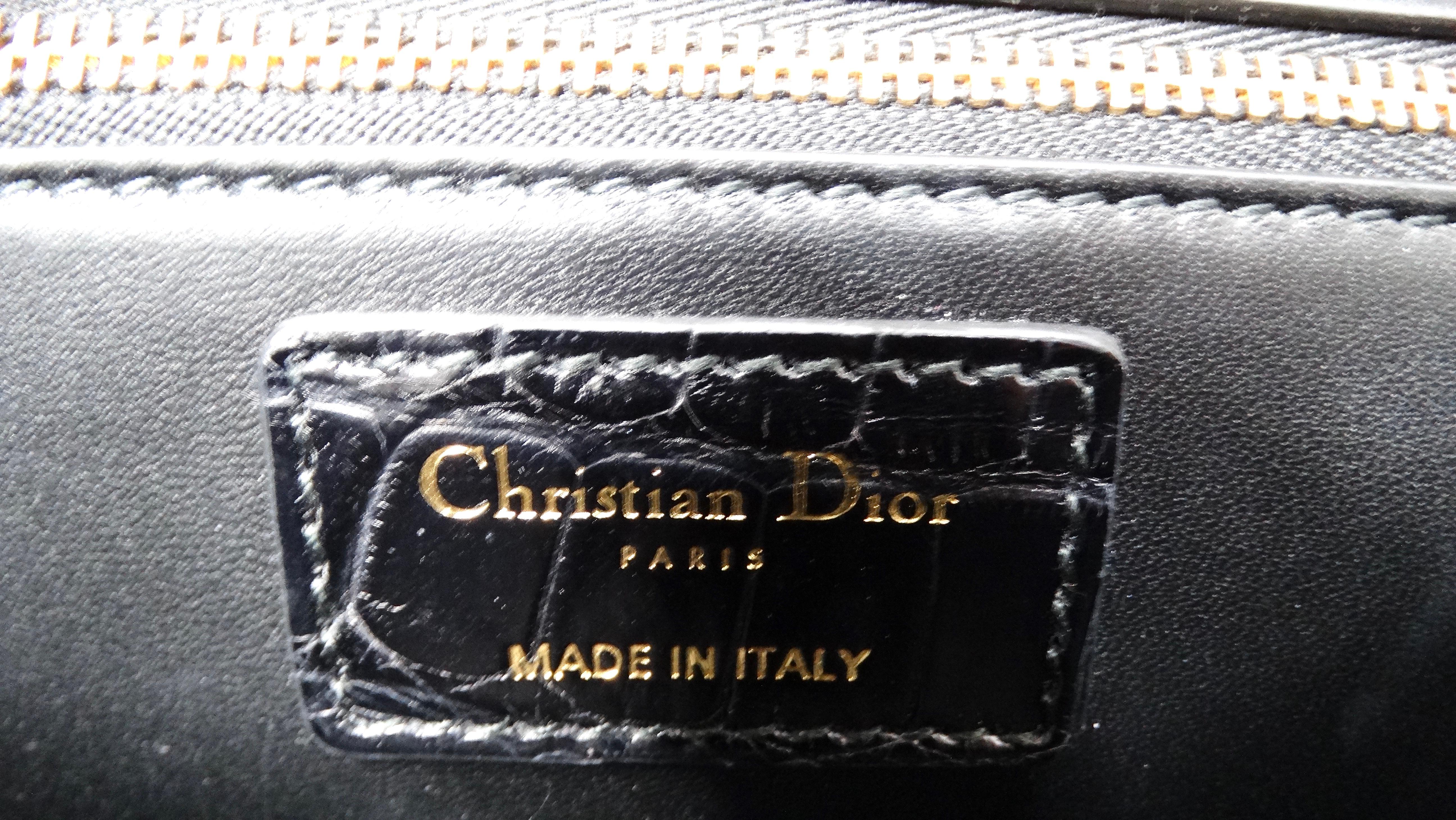 Christian Dior 30 Montaigne Pochette en crocodile noir avec chaîne en or en vente 5