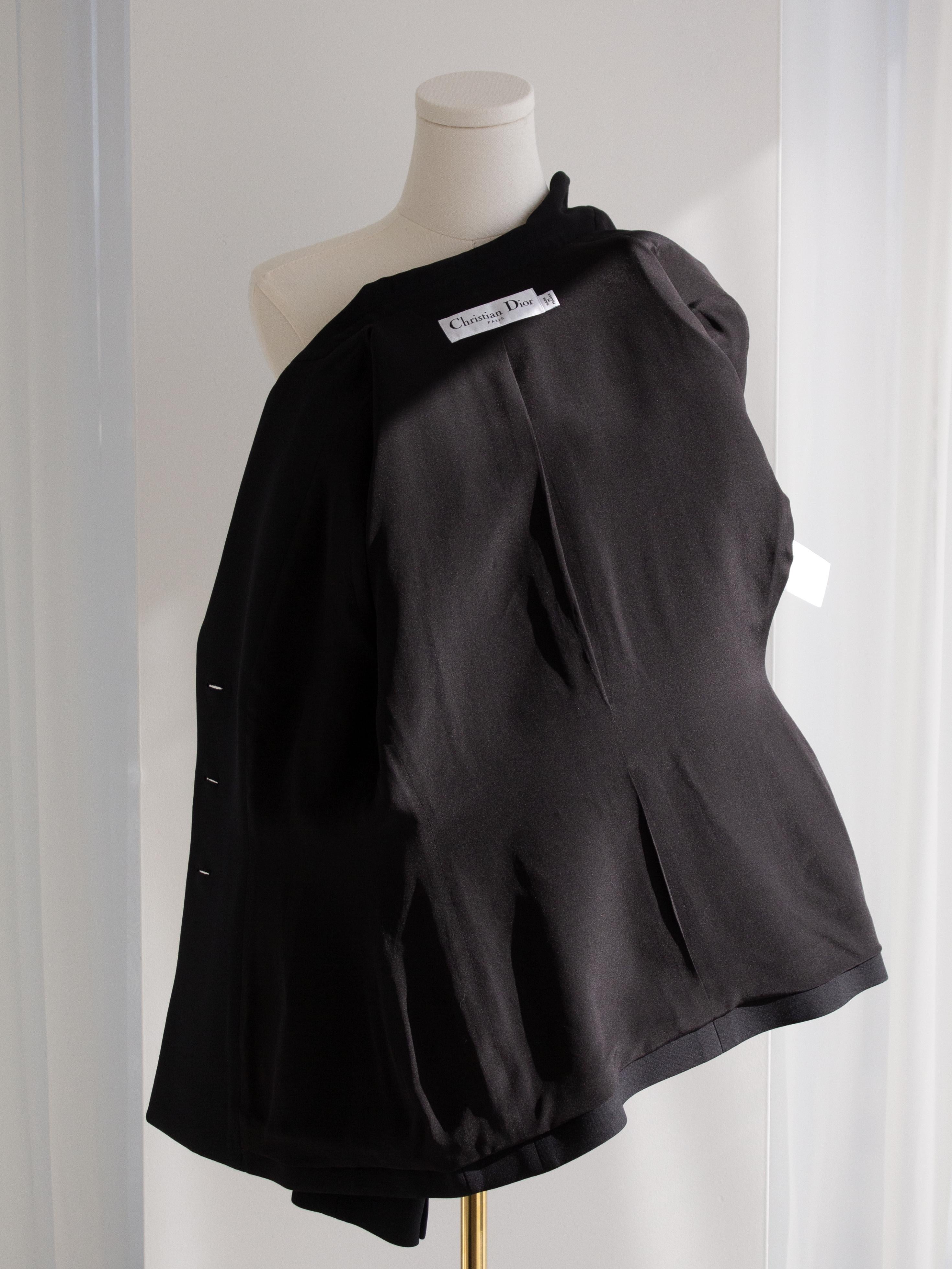 Christian Dior 30 Montaigne Schwarze einreihige Barjacke aus Wolle und Seide 7