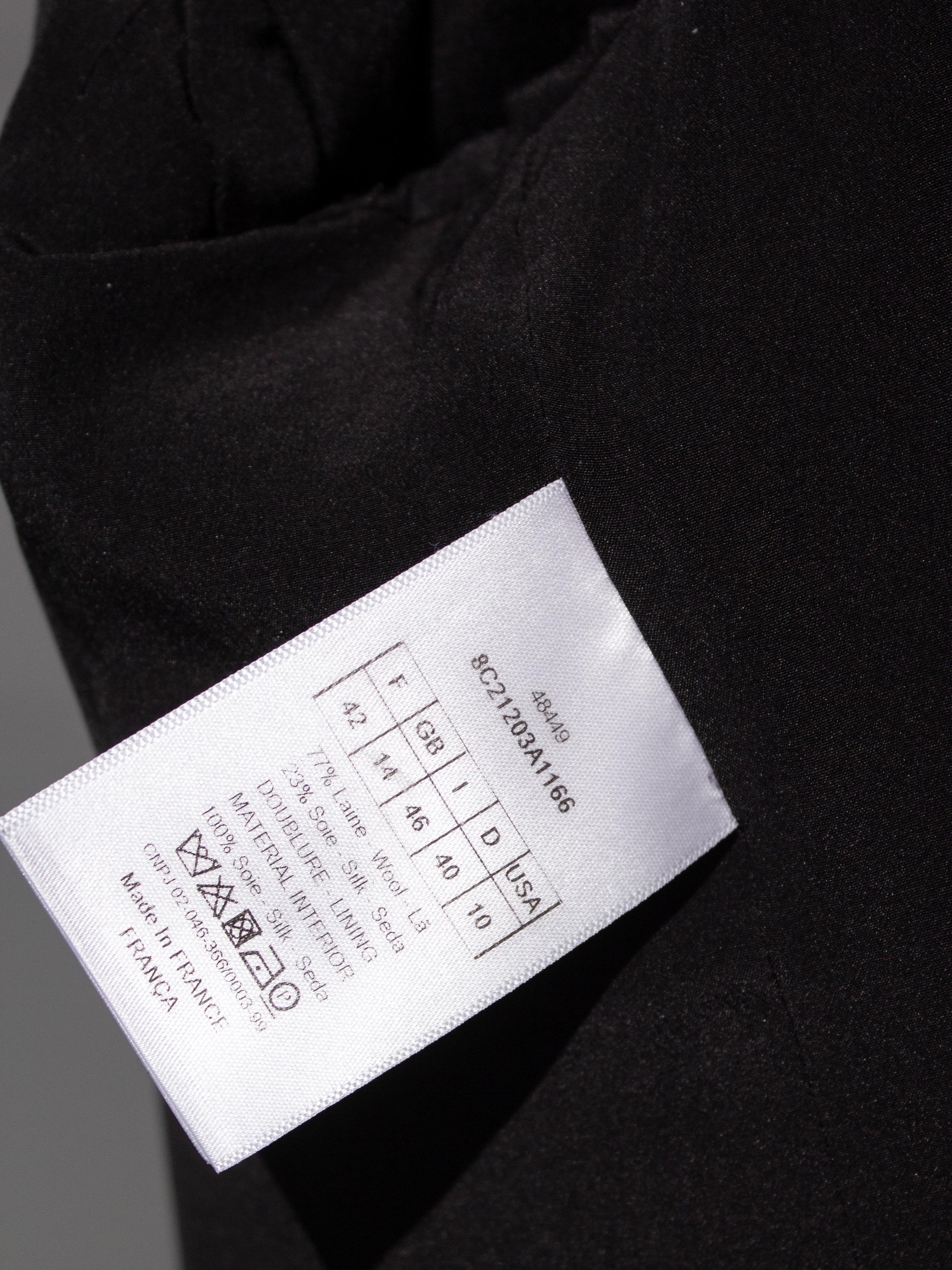 Christian Dior 30 Montaigne Schwarze einreihige Barjacke aus Wolle und Seide 9
