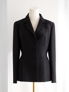 Christian Dior 30 Montaigne Black Wool Silk Single Breasted Bar Jacket
