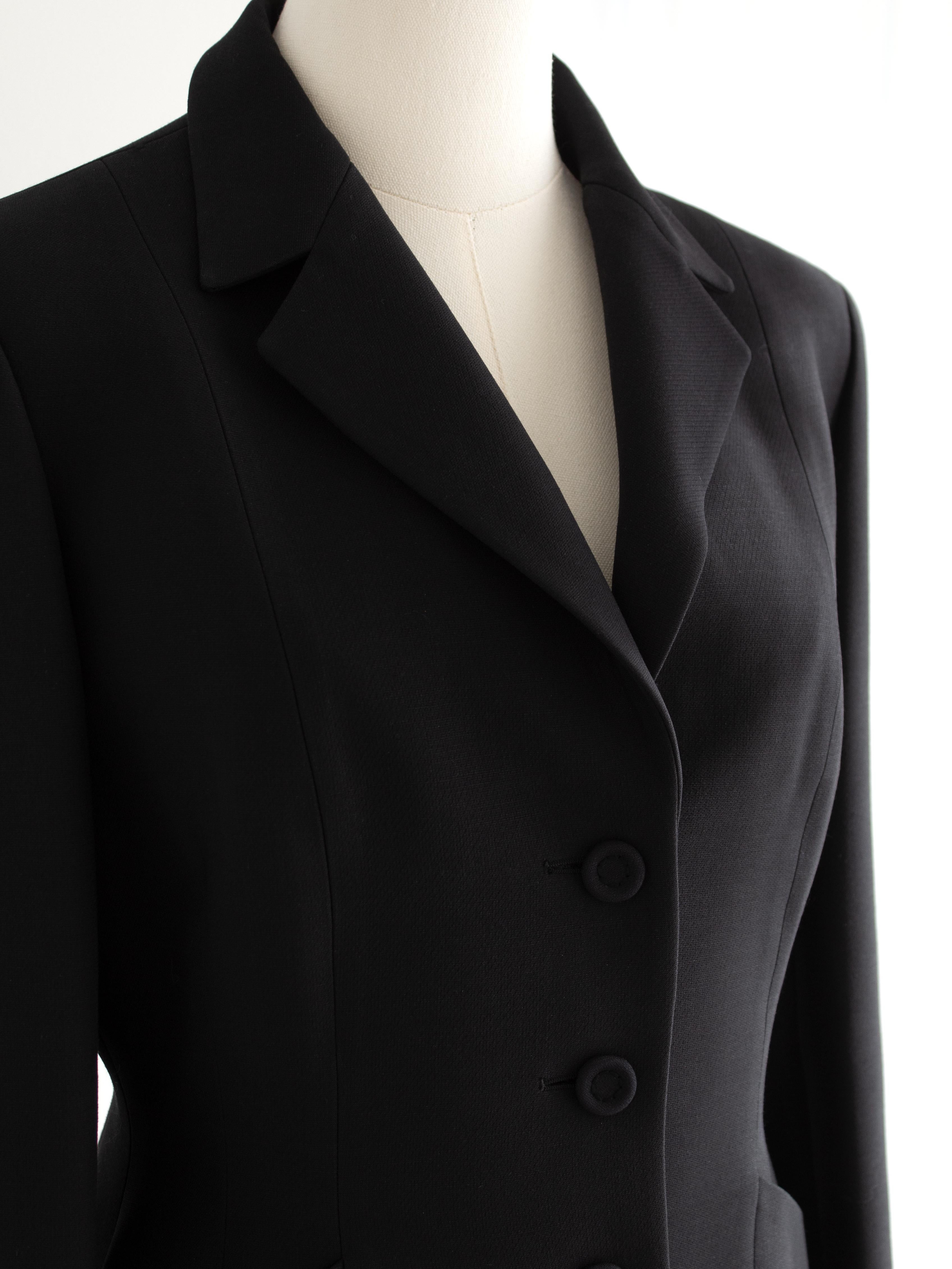 Christian Dior 30 Montaigne Schwarze einreihige Barjacke aus Wolle und Seide 2