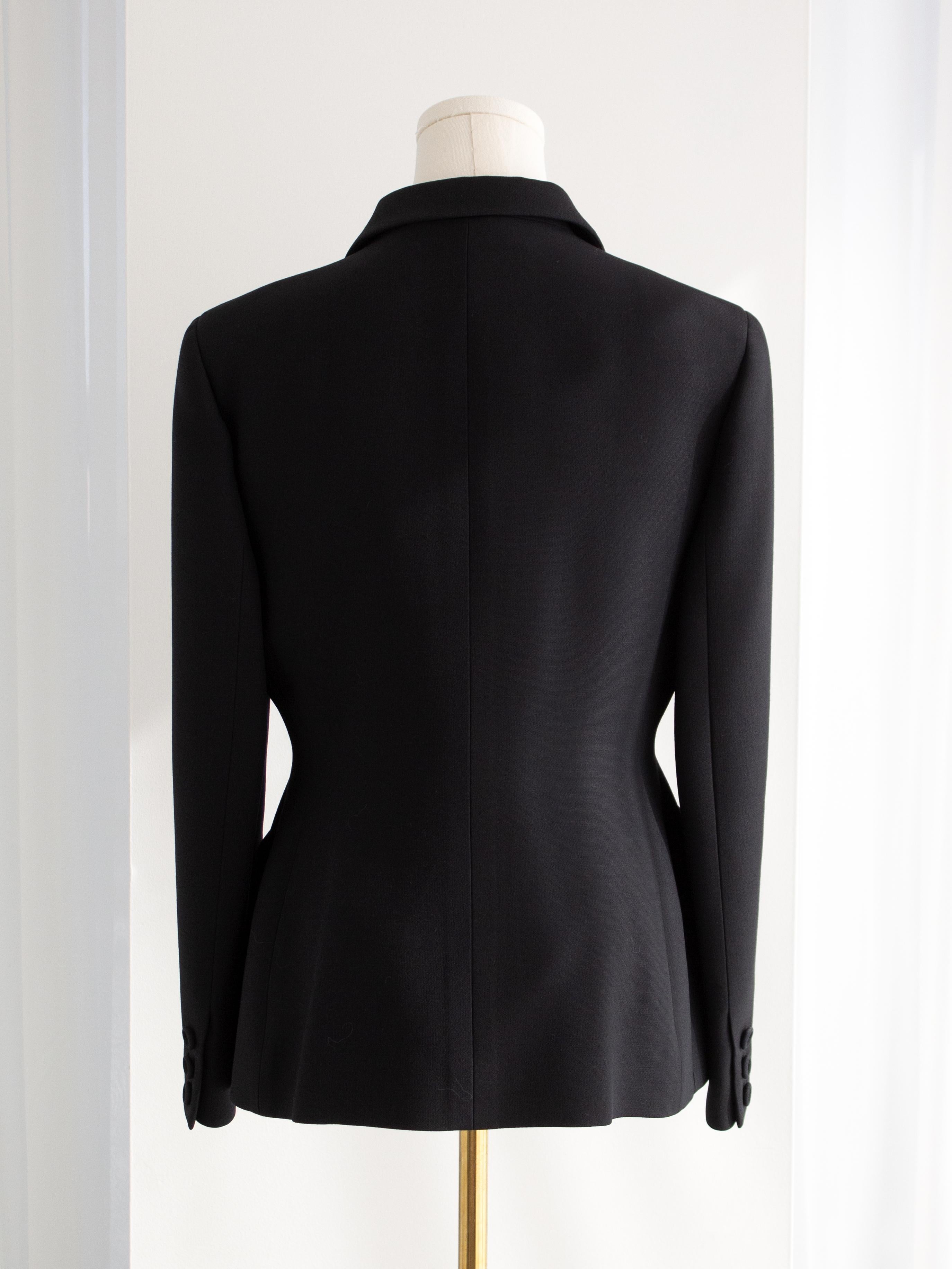 Christian Dior 30 Montaigne Schwarze einreihige Barjacke aus Wolle und Seide 3