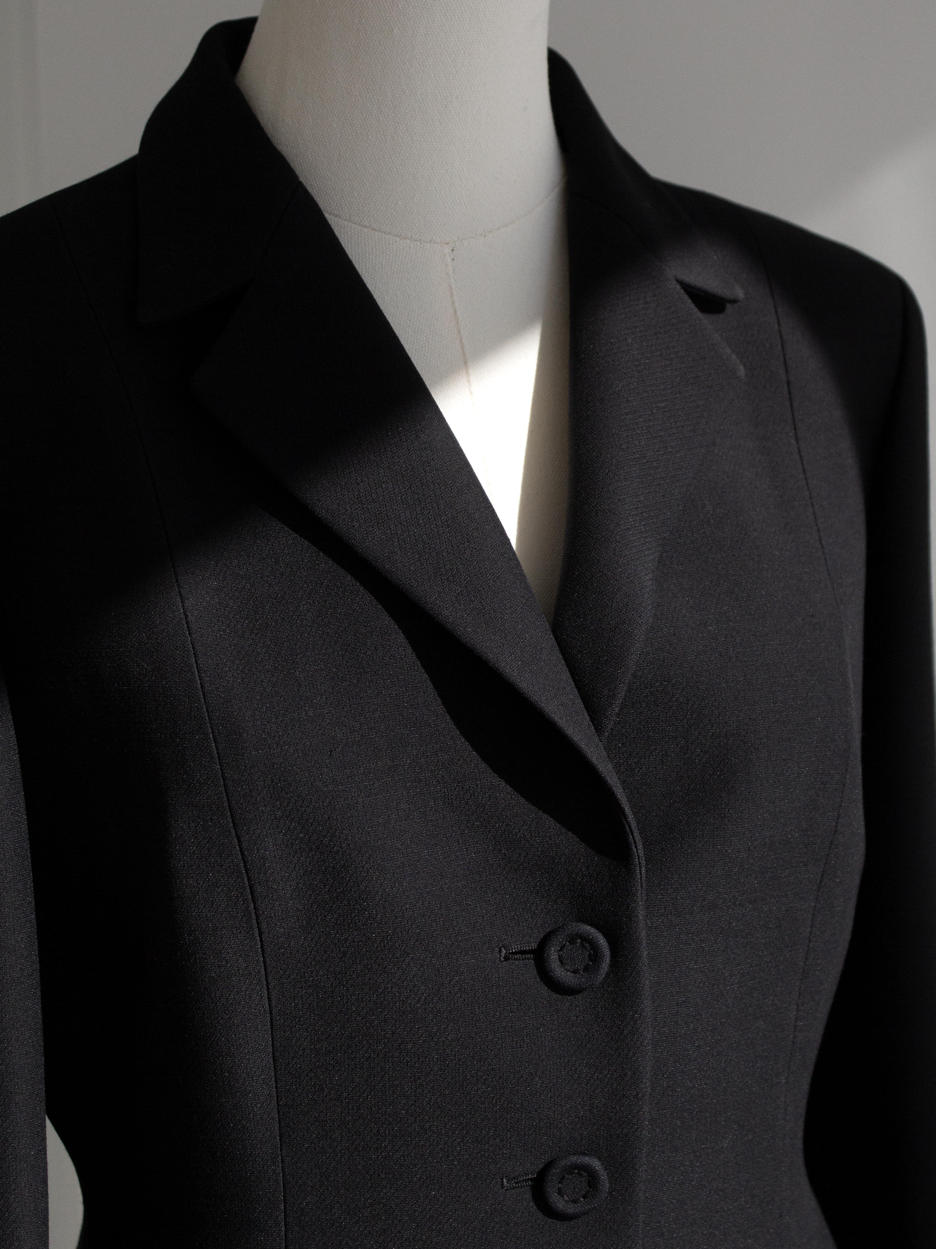 Christian Dior 30 Montaigne Schwarze einreihige Barjacke aus Wolle und Seide 4