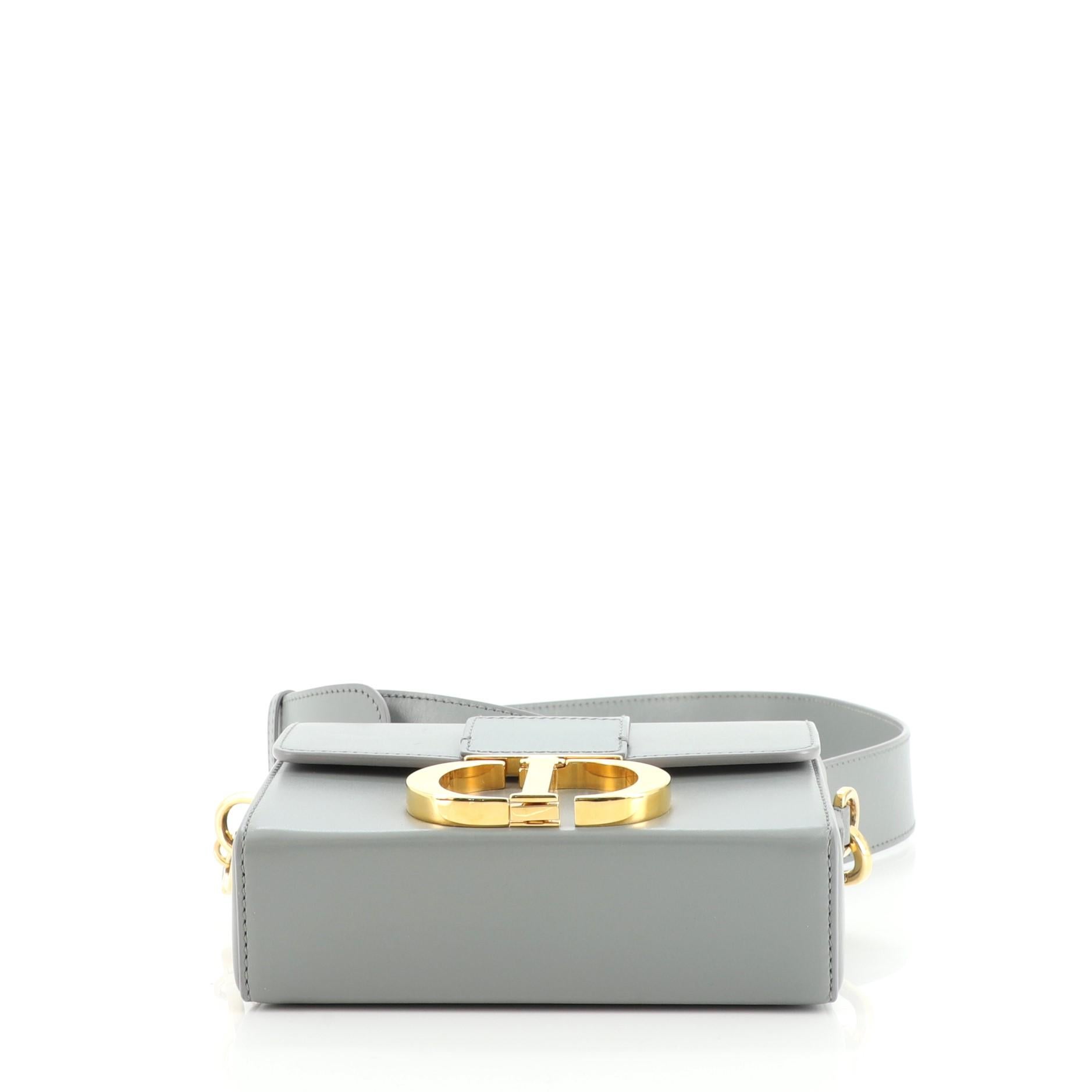 Gray Christian Dior 30 Montaigne Box Bag Leather