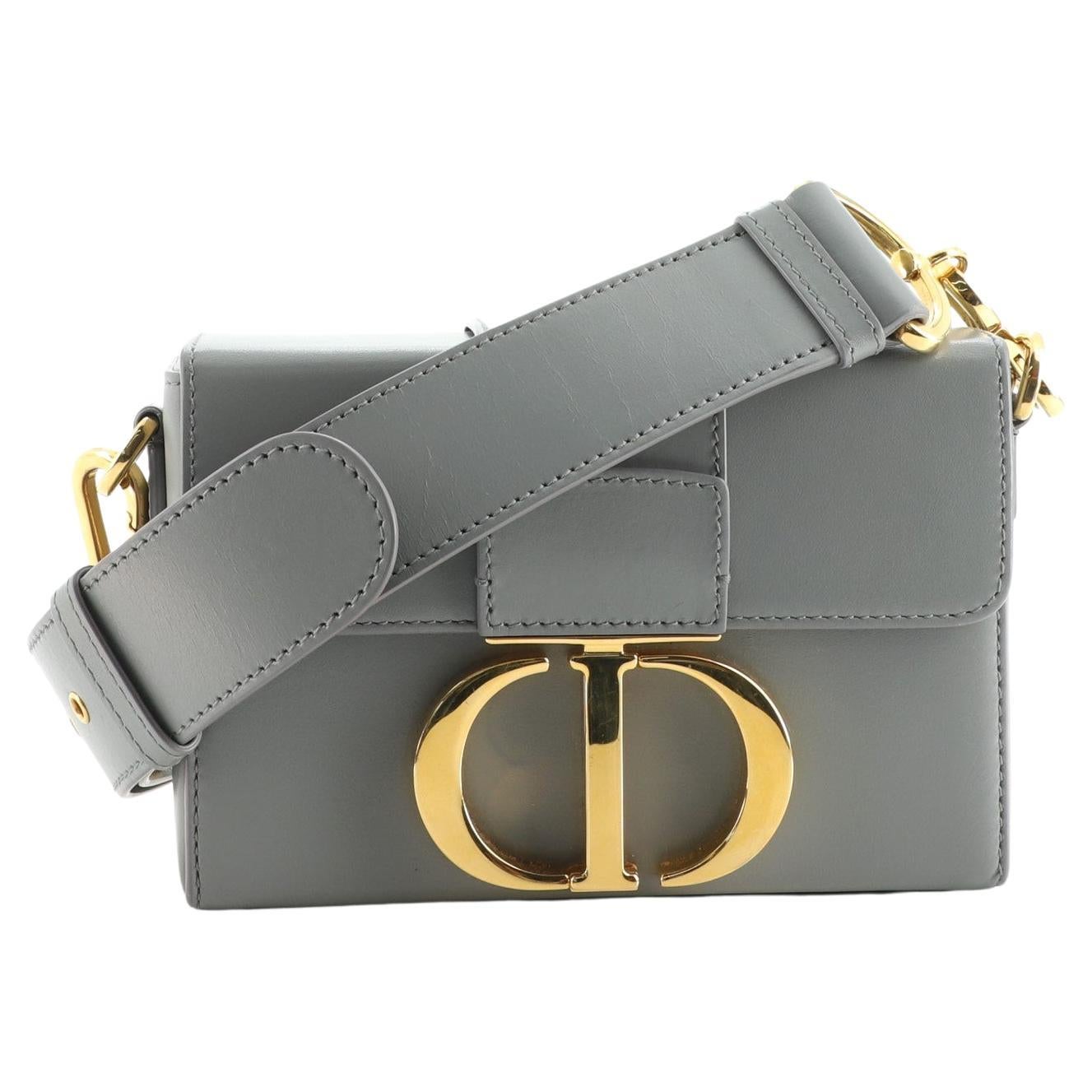 Christian Dior 30 Montaigne Bag Blue-Grey Leather Gold Tone Hardware For  Sale at 1stDibs