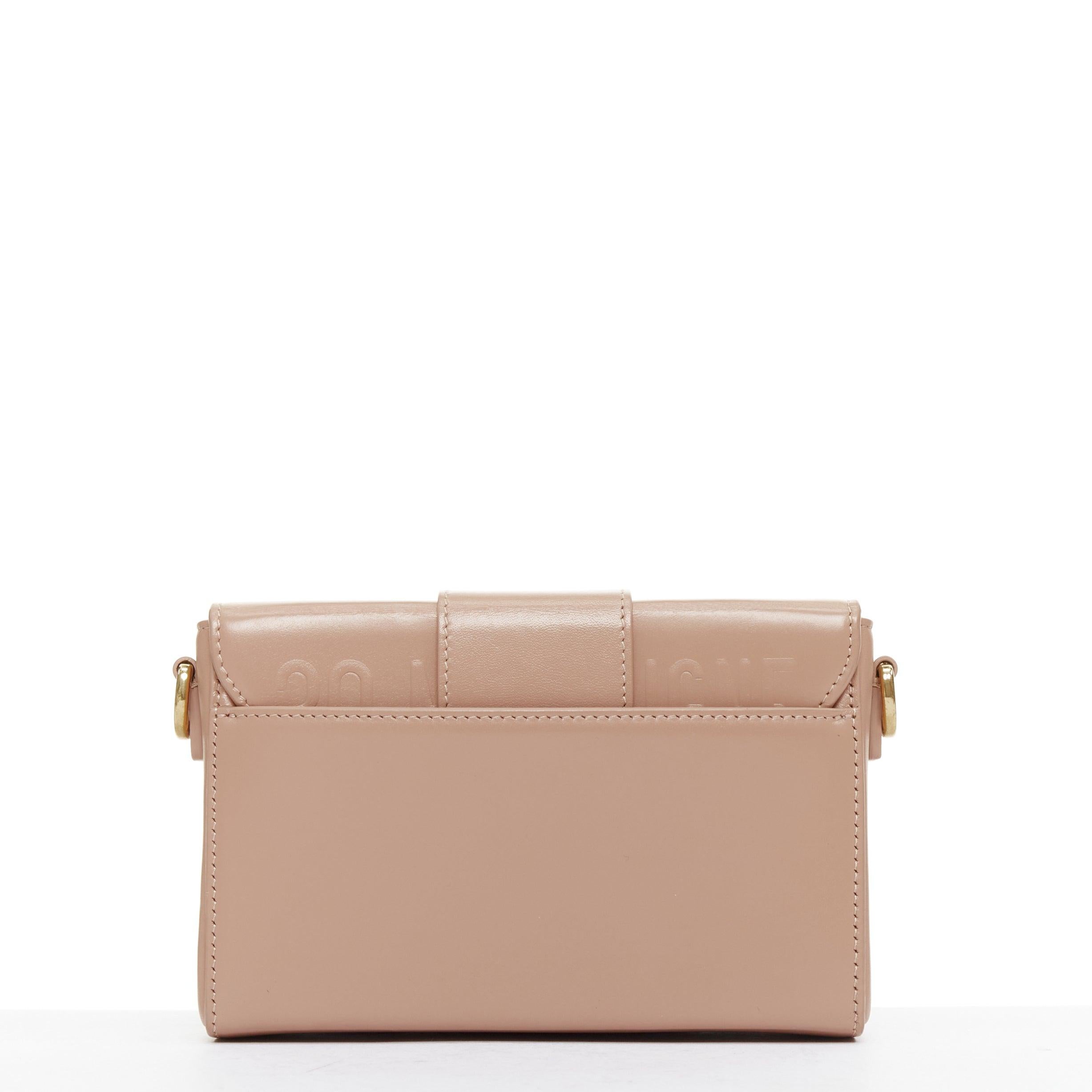 Women's CHRISTIAN DIOR 30 Montaigne Box Mini nude leather gold CD buckle crossbody bag For Sale