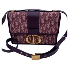 Christian Dior 30 Montaigne Burgundy Oblique Jacquard Canvas Bag