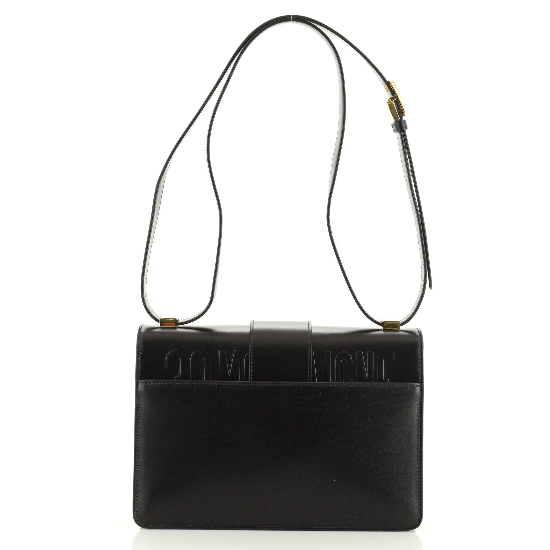 Black Christian Dior 30 Montaigne Flap Bag Leather