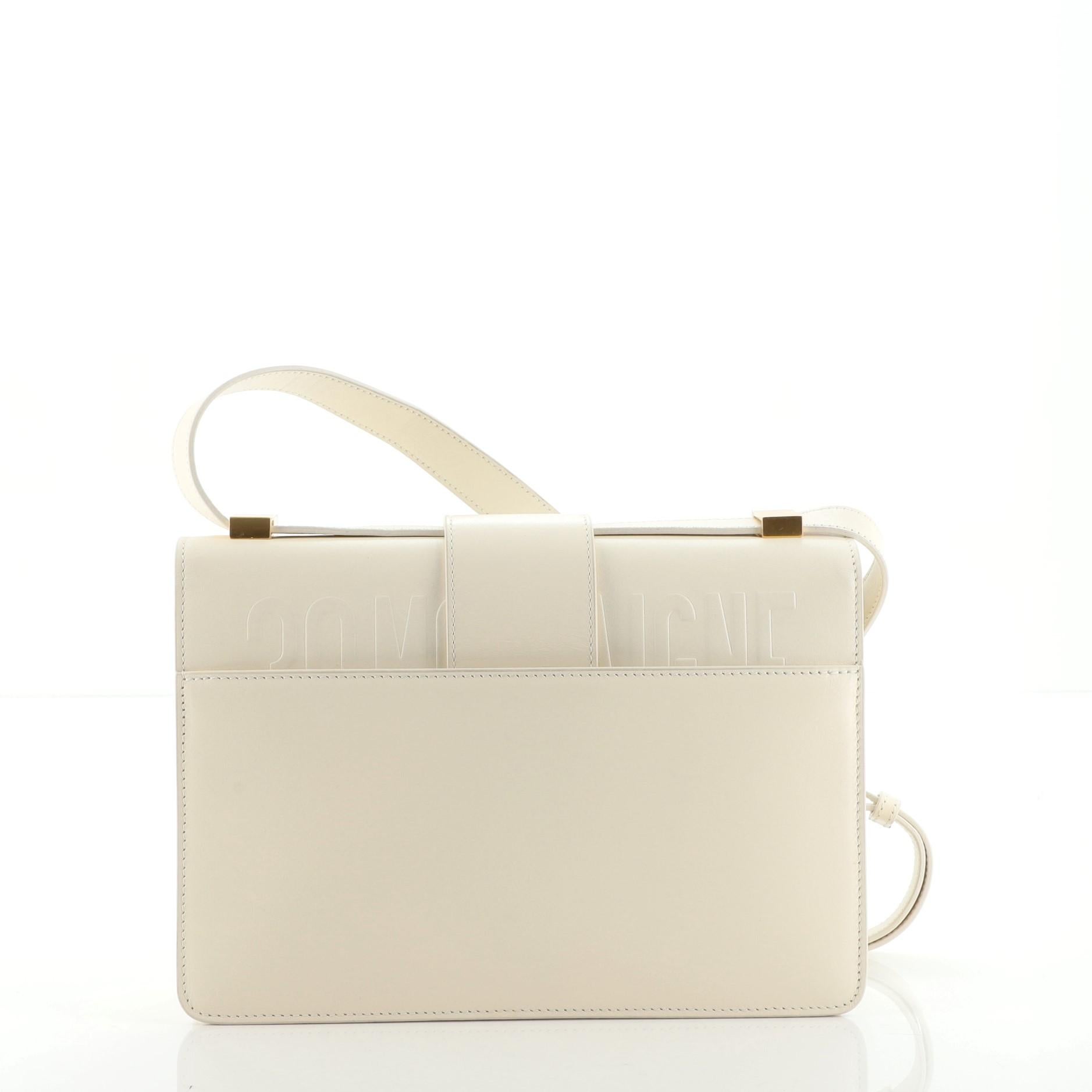 Beige Christian Dior 30 Montaigne Flap Bag Leather