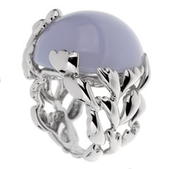 Christian Dior 40 Carat Blue Chalcedony Diamond Gold Cocktail Ring