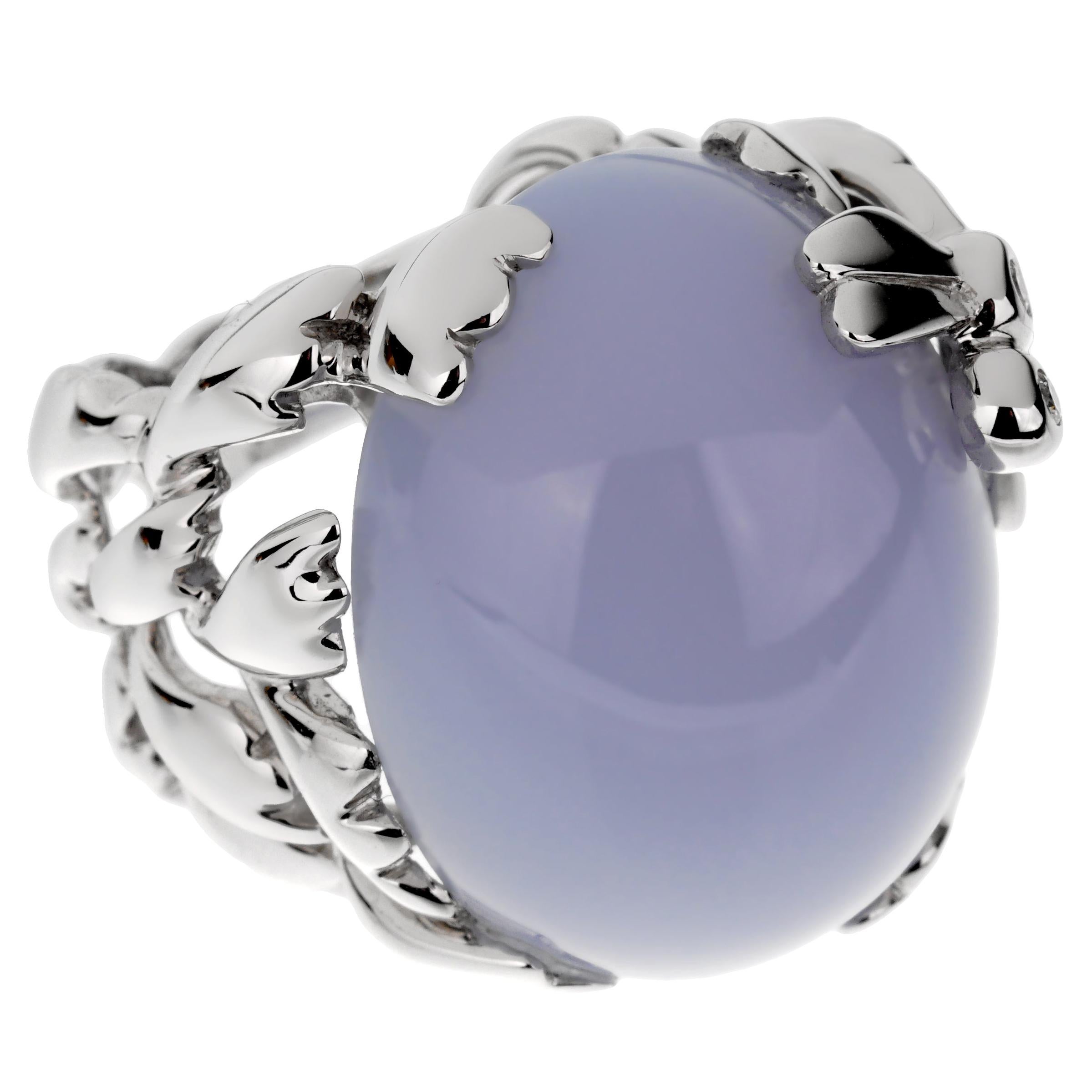 Christian Dior 40 Karat Blauer Chalcedon Diamant Gold Cocktail Ring im Angebot
