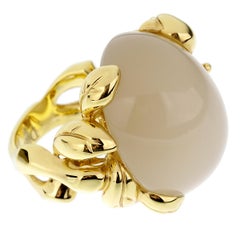 Christian Dior 40 Carat Moonstone Diamond Yellow Gold Cocktail Ring