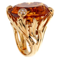 Christian Dior 44.5 Carat Citrine Diamond Cocktail Yellow Gold Ring