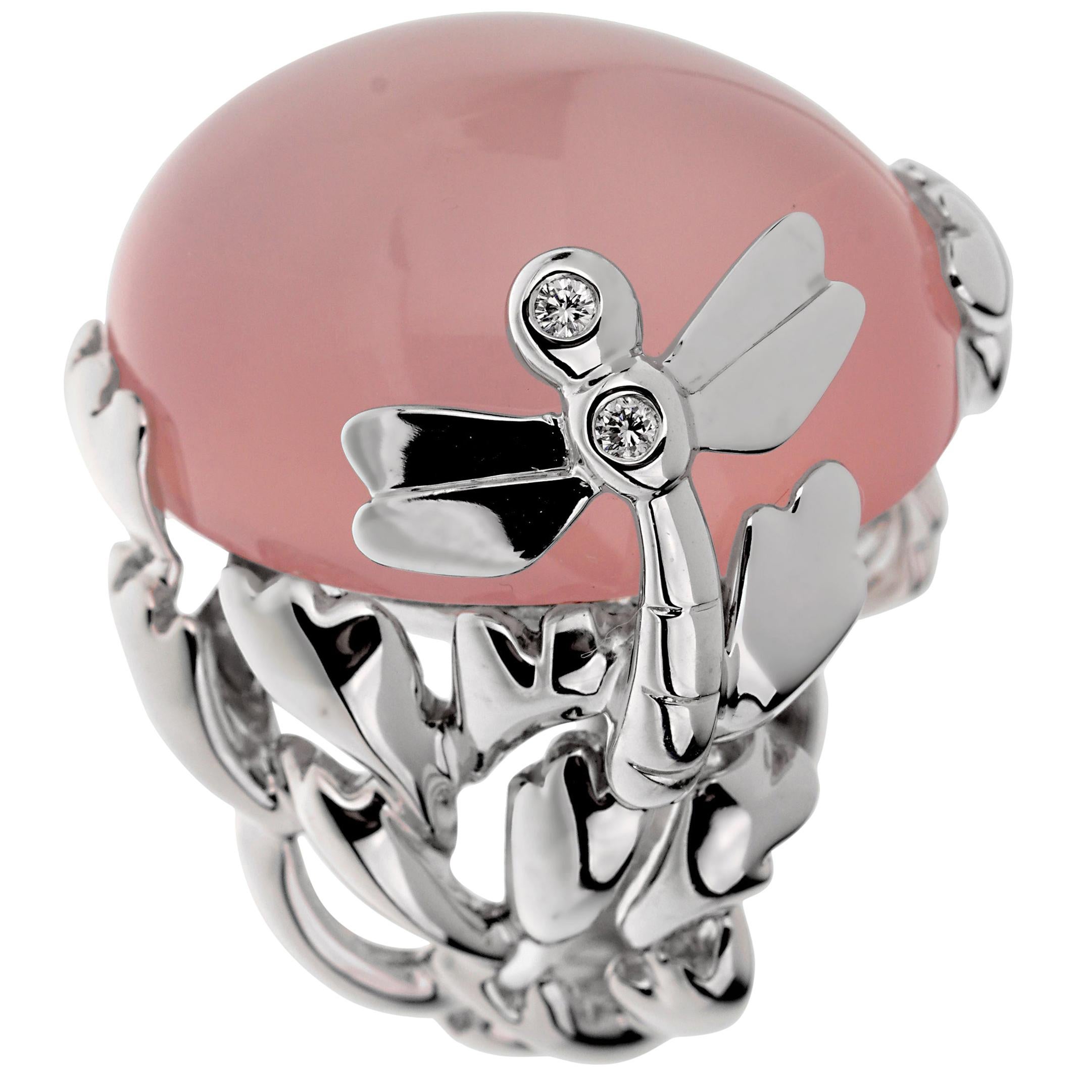 Christian Dior 50 Carat Pink Quartz Diamond White Gold Cocktail Ring For Sale