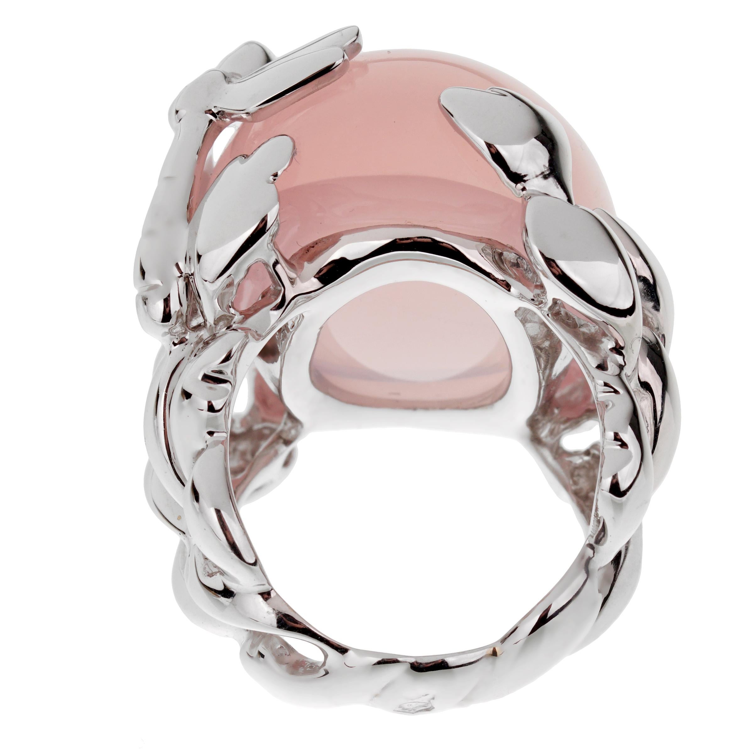 Christian Dior 50 Carat Pink Quartz Diamond White Gold Cocktail Ring In New Condition For Sale In Feasterville, PA