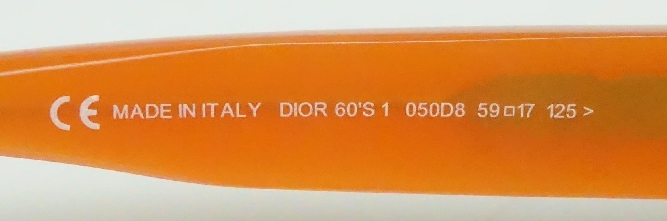 Christian Dior 60's Orange Square Sunglasses In Excellent Condition In West Palm Beach, FL