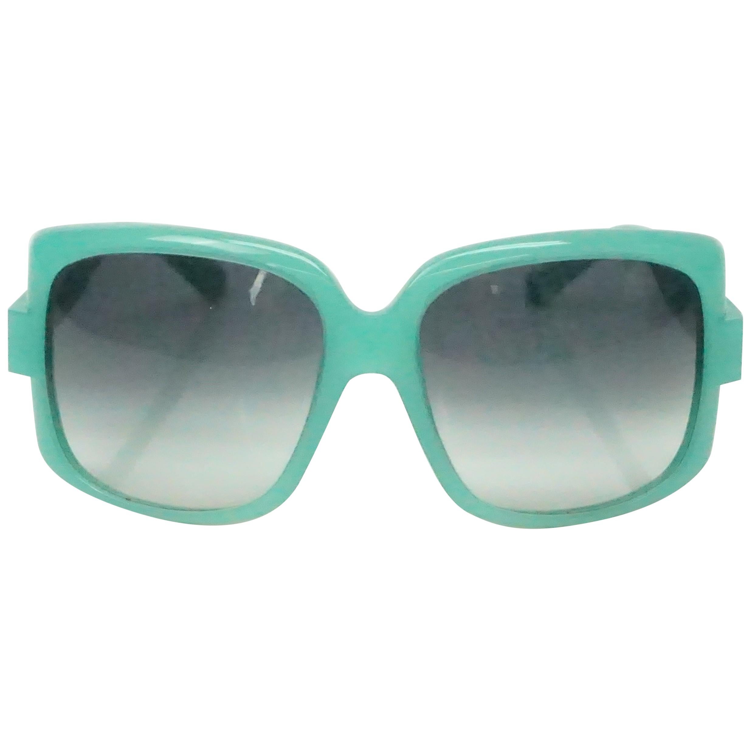 Christian Dior 60's Turquoise Square Sunglasses
