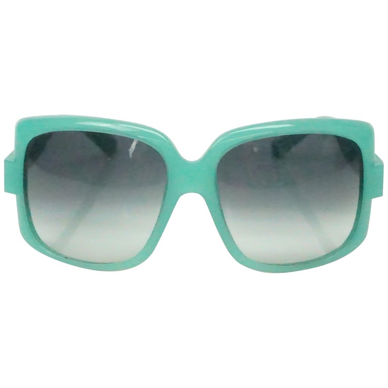 Christian Dior 60's Turquoise Square Sunglasses at 1stDibs