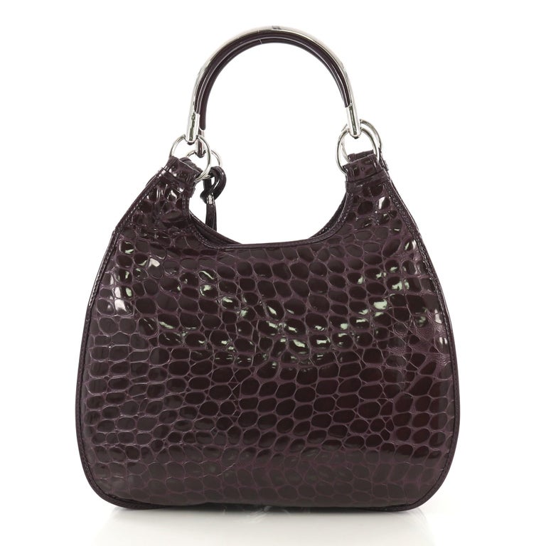 Christian Dior 61 Shoulder Bag Crocodile Embossed Patent Medium at 1stDibs
