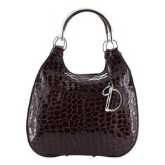 Christian Dior 61 Shoulder Bag Crocodile Embossed Patent Medium 