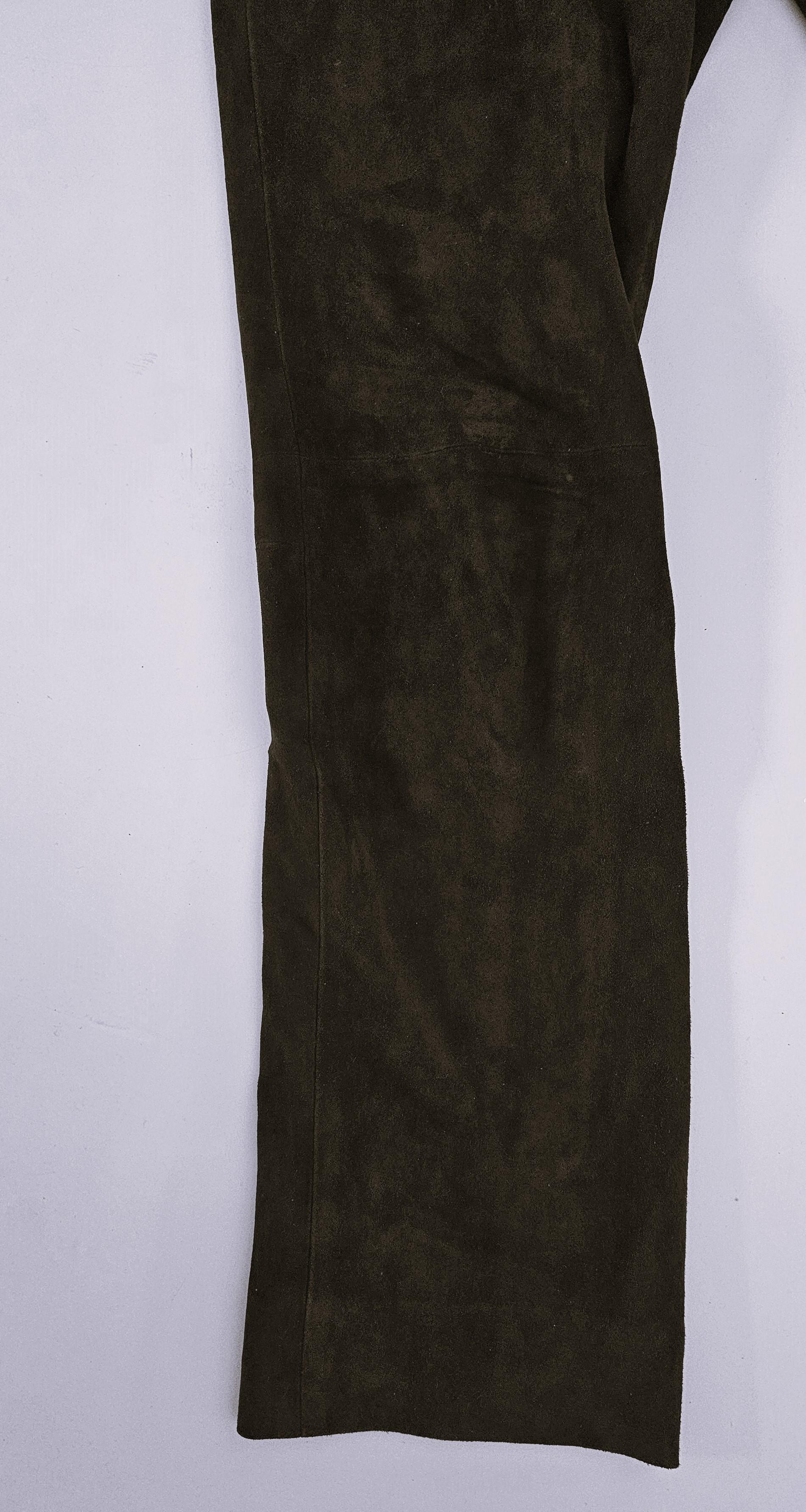 Christian Dior 90s Straight Suede Darkbrown Pants en venta 5