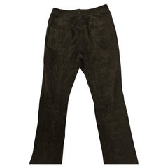 Christian Dior Late 1990s Women's Dark Brown Suede Straight Leg Pants