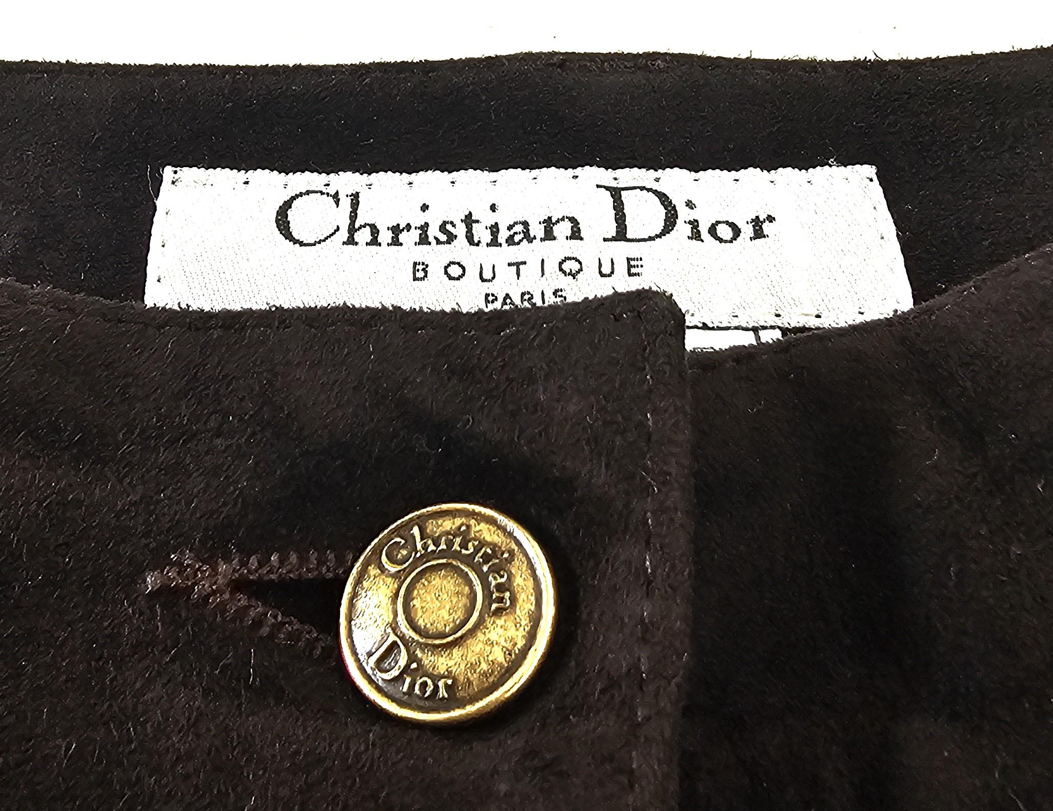 Christian Dior 90s Straight Suede Darkbrown Pants Negro en venta