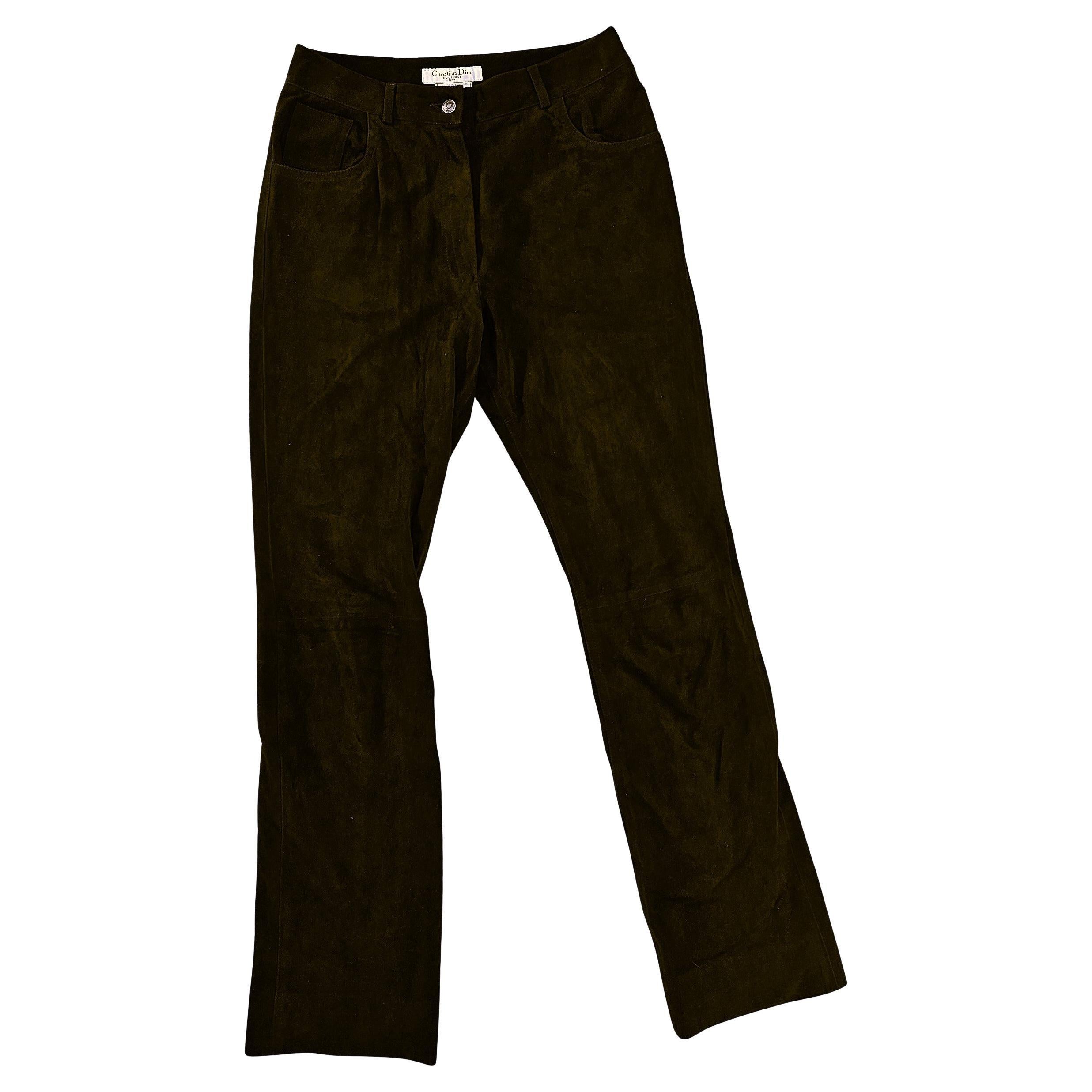 Christian Dior 90s Straight Suede Darkbrown Pants en venta 1