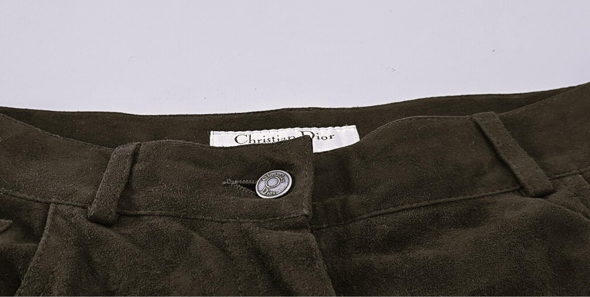 Christian Dior 90s Straight Suede Darkbrown Pants en venta 4