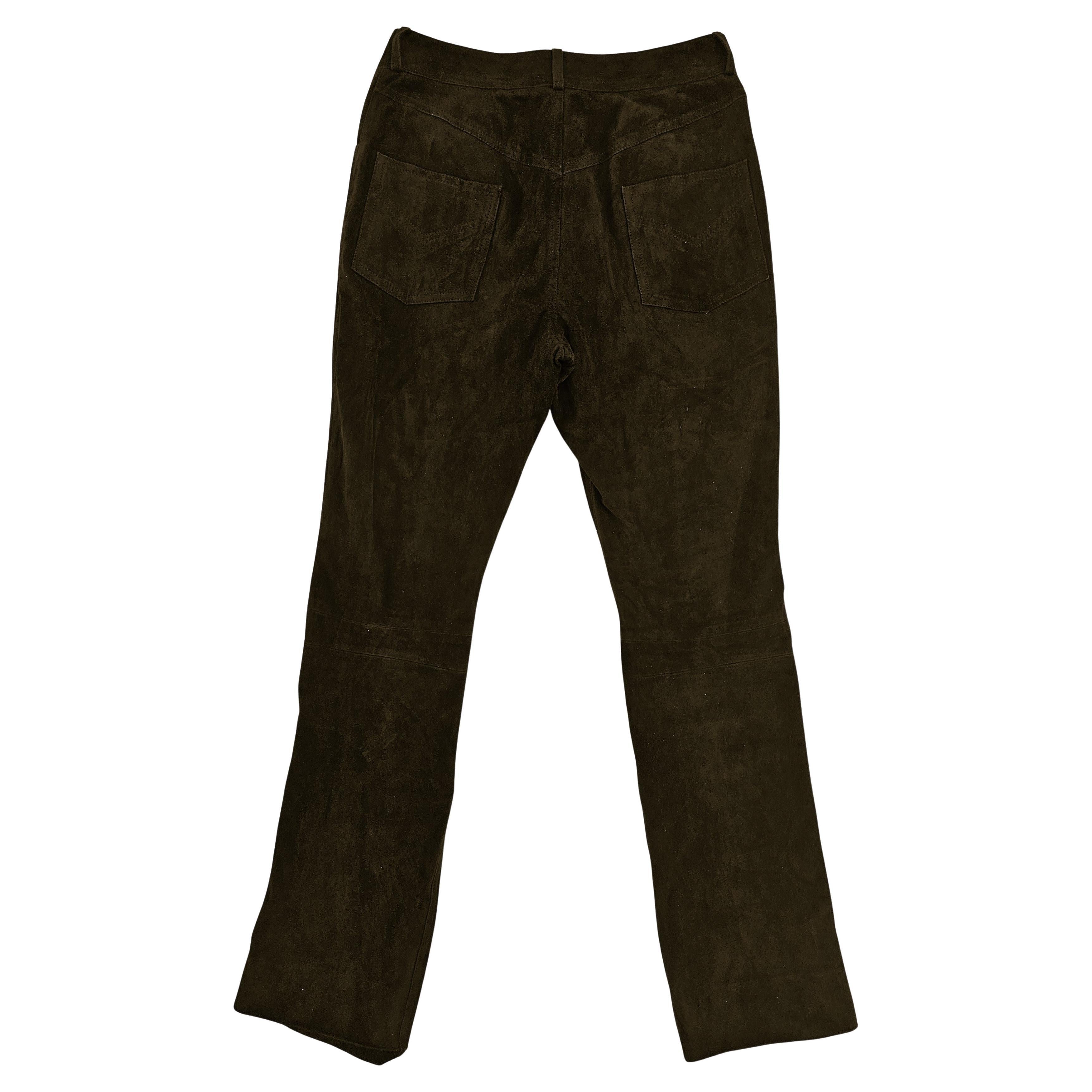 Christian Dior 90s Straight Suede Darkbrown Pants en venta