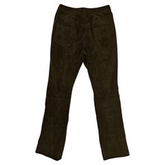 Christian Dior 90s Straight Suede Darkbrown Pants