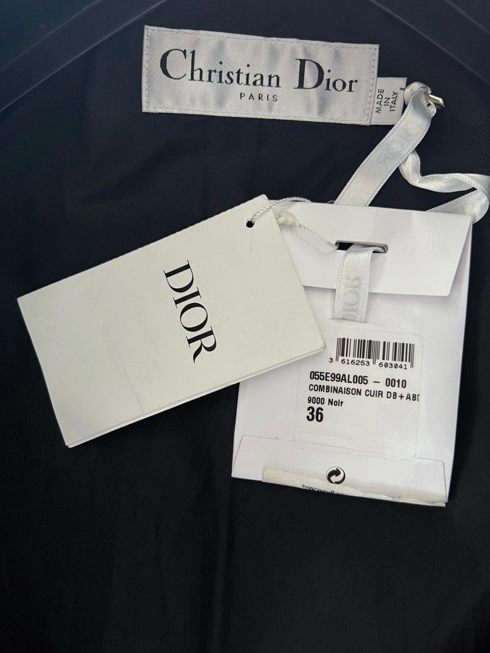 Christian Dior 9K$ New Black Leather Jumpsuit 36 FR For Sale 4