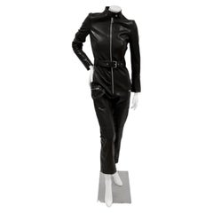 Christian Dior 9K$ Nuova tuta in pelle nera alla moda 36 FR