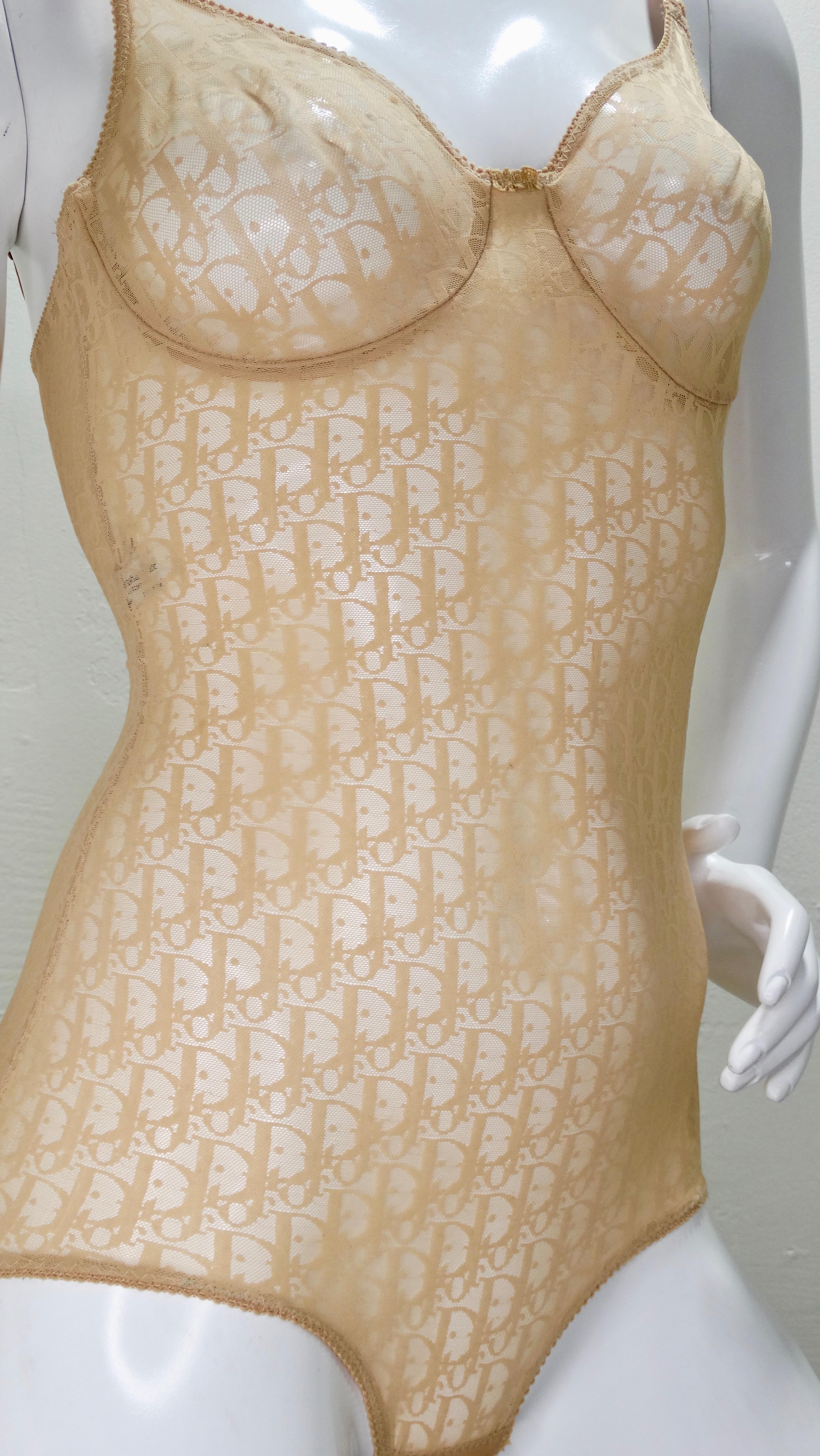 Christian Dior 1990s Monogram Mesh Bodysuit 2
