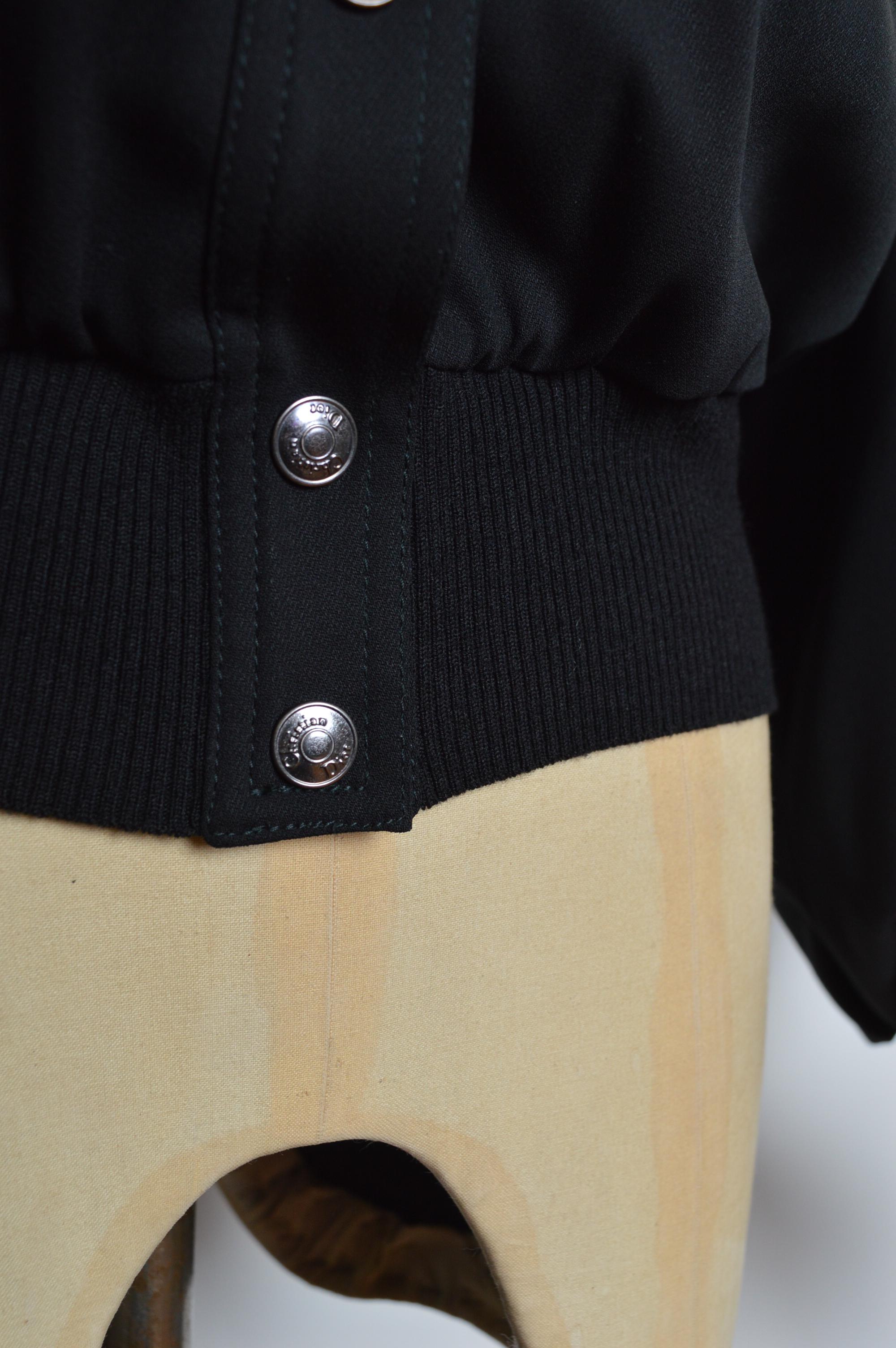 Christian Dior A/W 2002 John Galliano Black leather Varsity JADORE Bomber Jacket For Sale 8