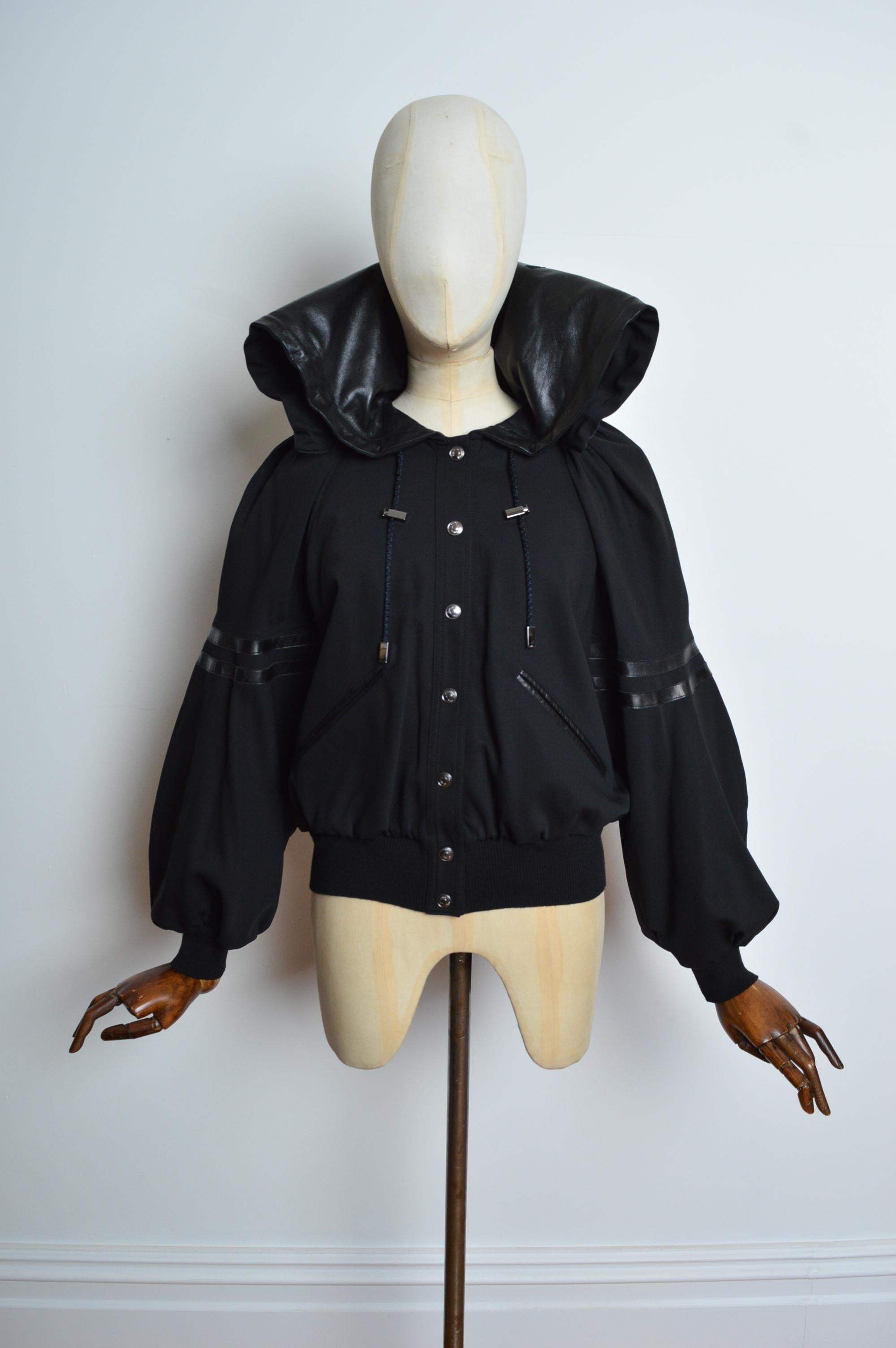 Christian Dior A/W 2002 John Galliano Black leather Varsity JADORE Bomber Jacket For Sale 11