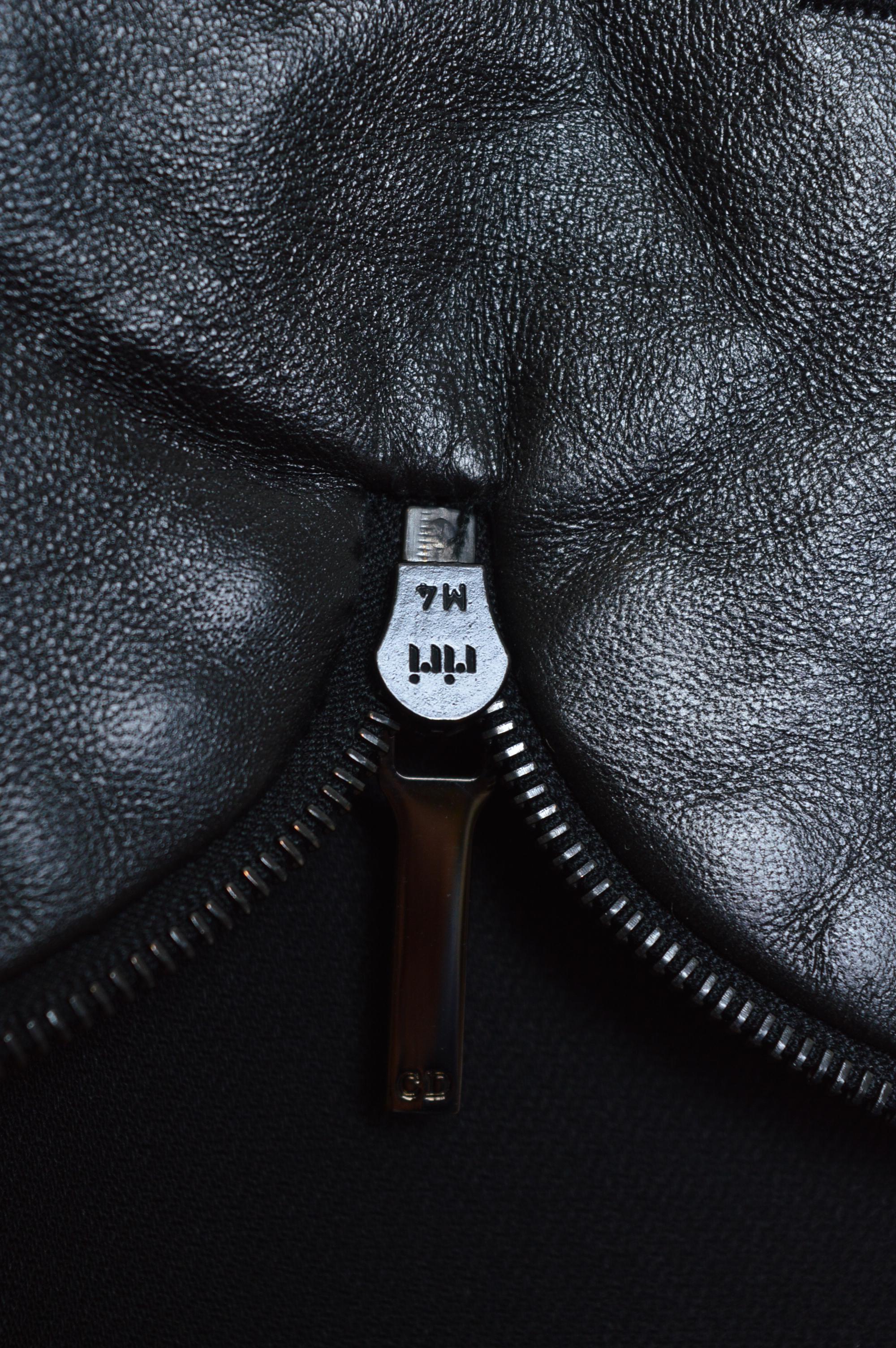 Christian Dior A/W 2002 John Galliano Black leather Varsity JADORE Bomber Jacket For Sale 12