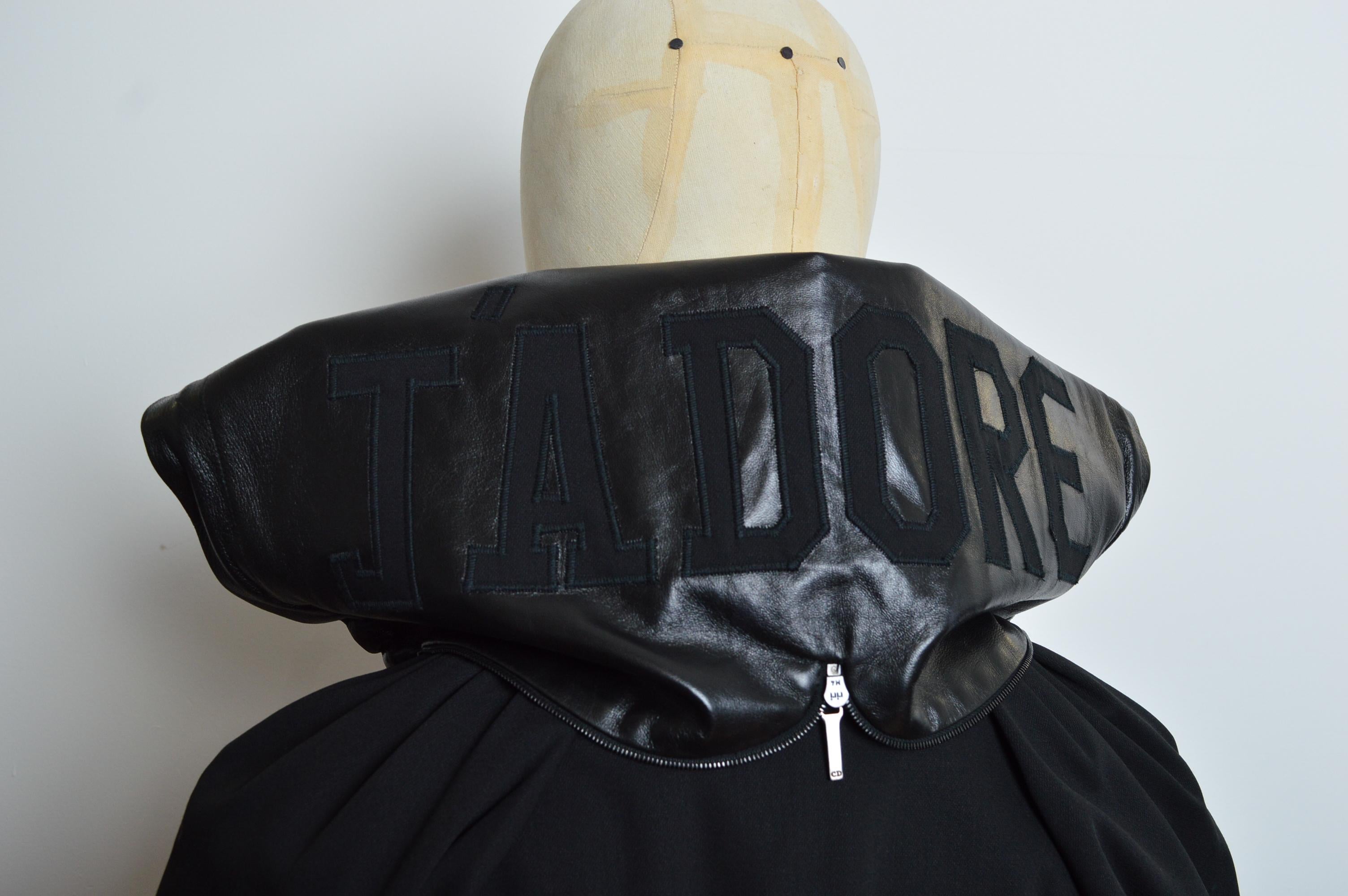 Christian Dior A/W 2002 John Galliano Black leather Varsity JADORE Bomber Jacket For Sale 15