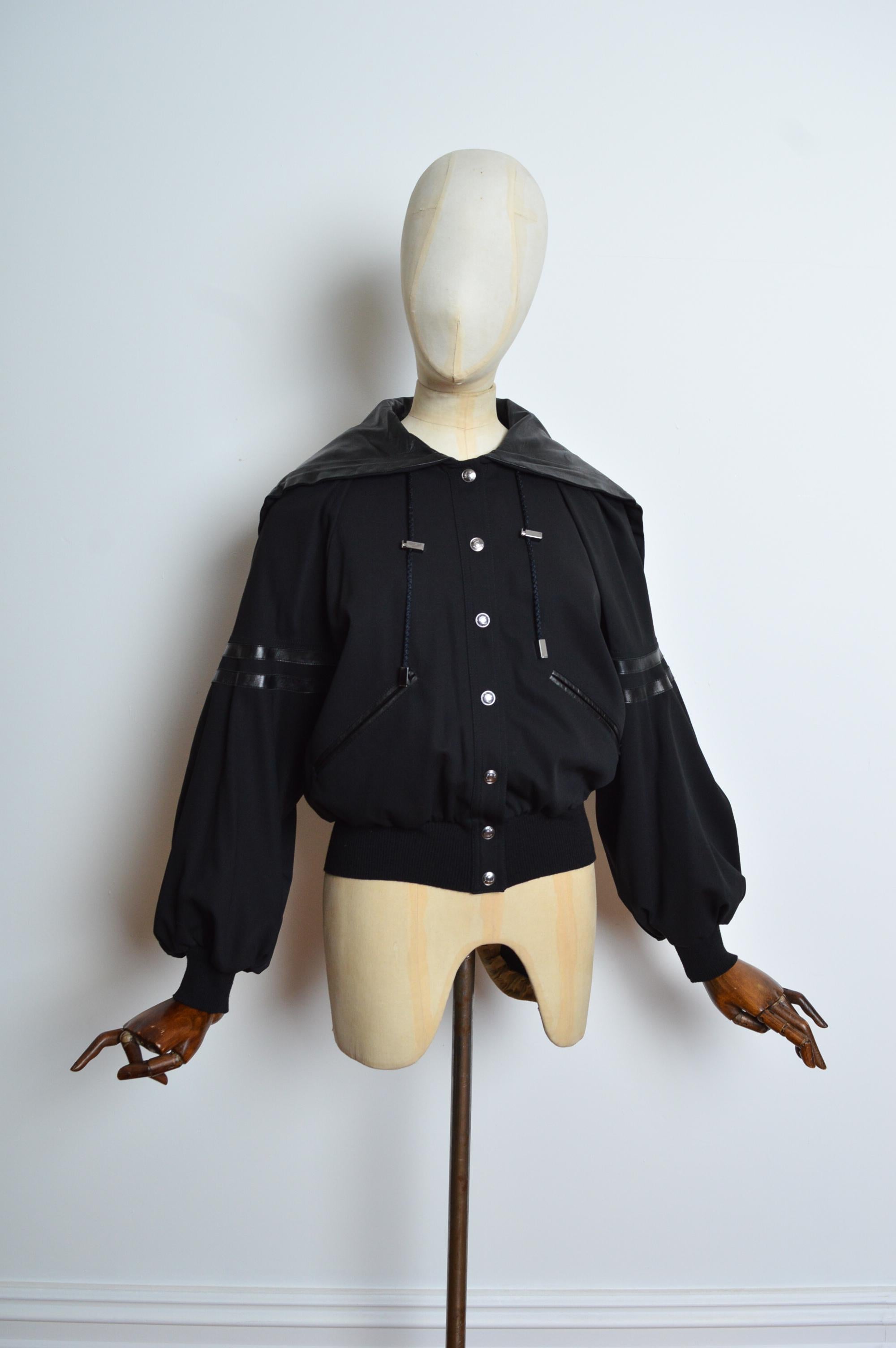 Christian Dior A/W 2002 John Galliano Black leather Varsity JADORE Bomber Jacket In Excellent Condition For Sale In Sheffield, GB