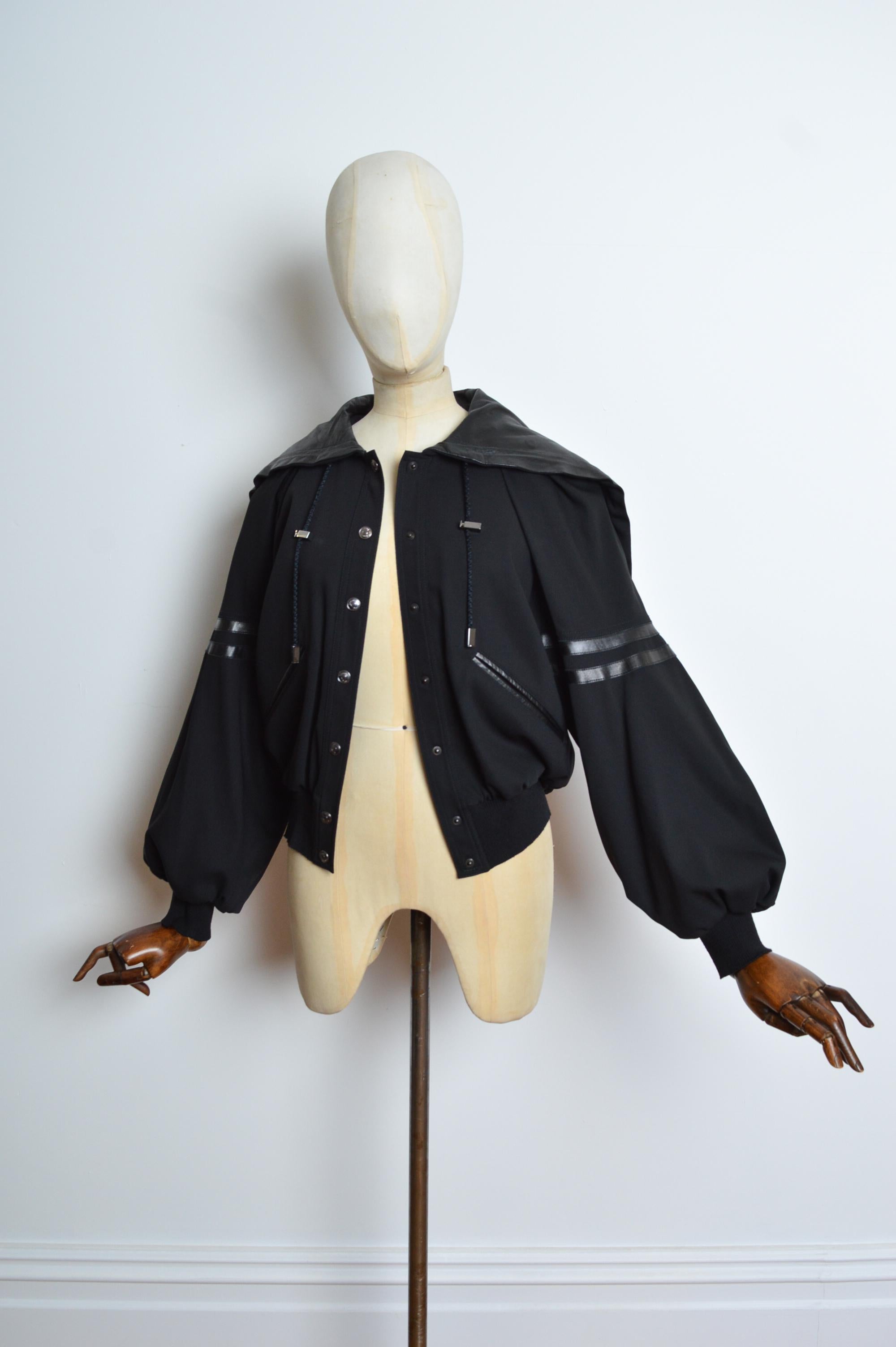 Christian Dior A/W 2002 John Galliano Black leather Varsity JADORE Bomber Jacket For Sale 1