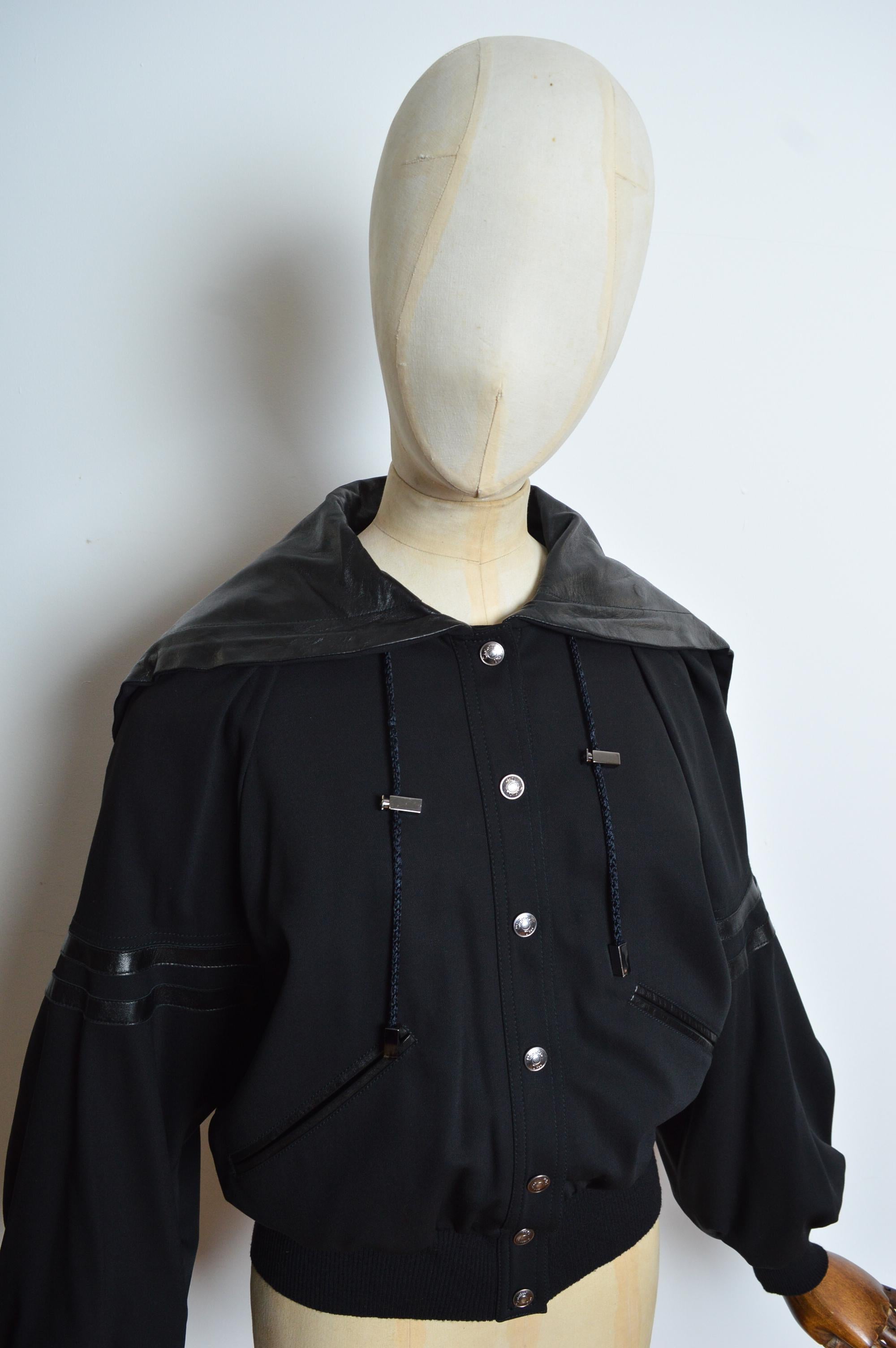 Christian Dior A/W 2002 John Galliano Black leather Varsity JADORE Bomber Jacket For Sale 2