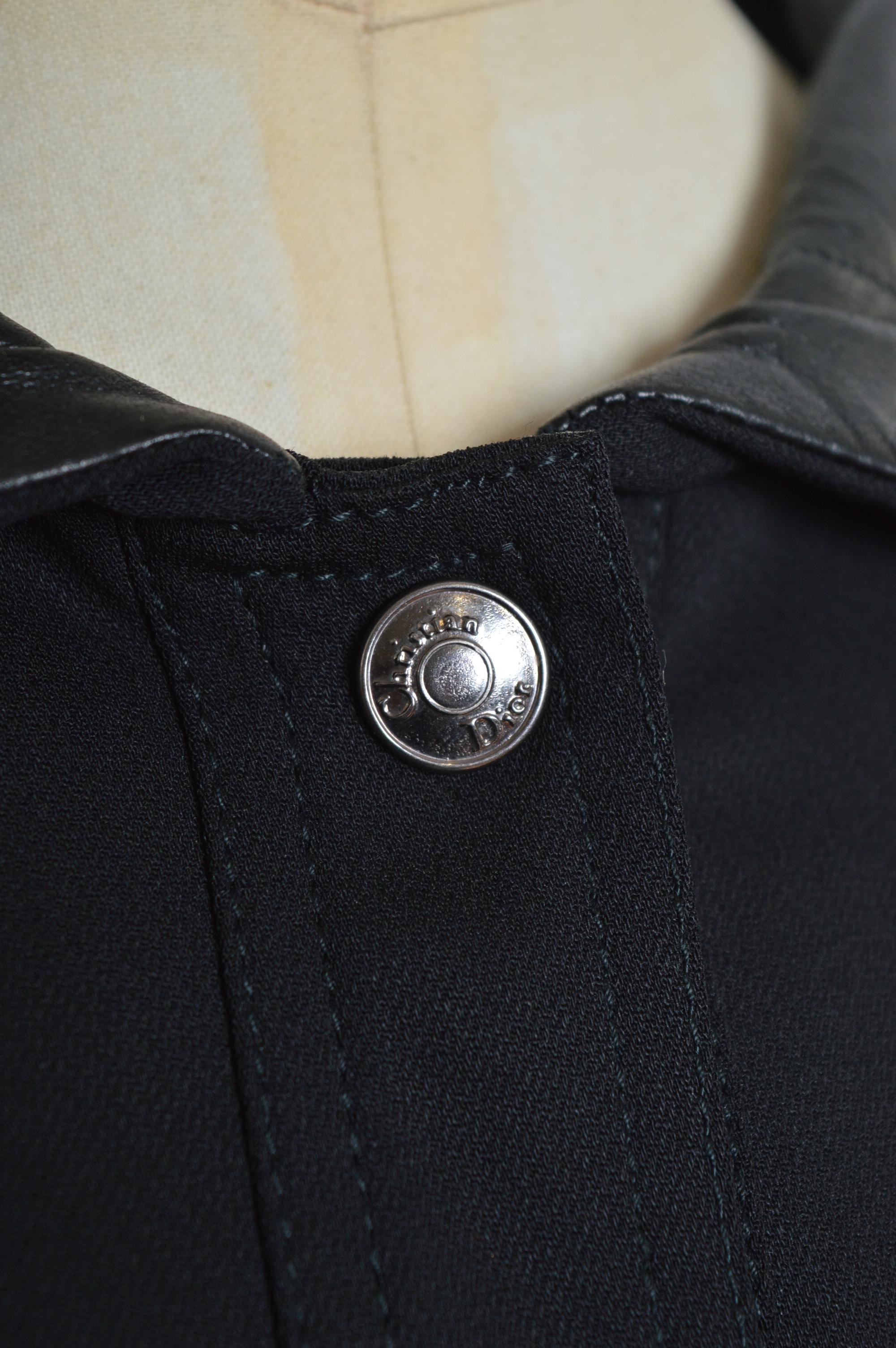 Christian Dior A/W 2002 John Galliano Black leather Varsity JADORE Bomber Jacket For Sale 5