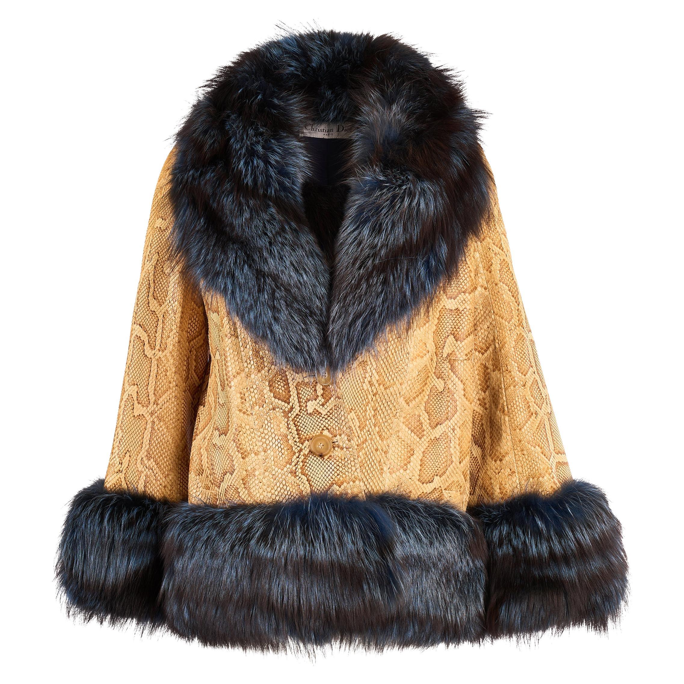 Christian Dior A/W 2010 Gelbe Python und Polarfuchs Jacke im Angebot