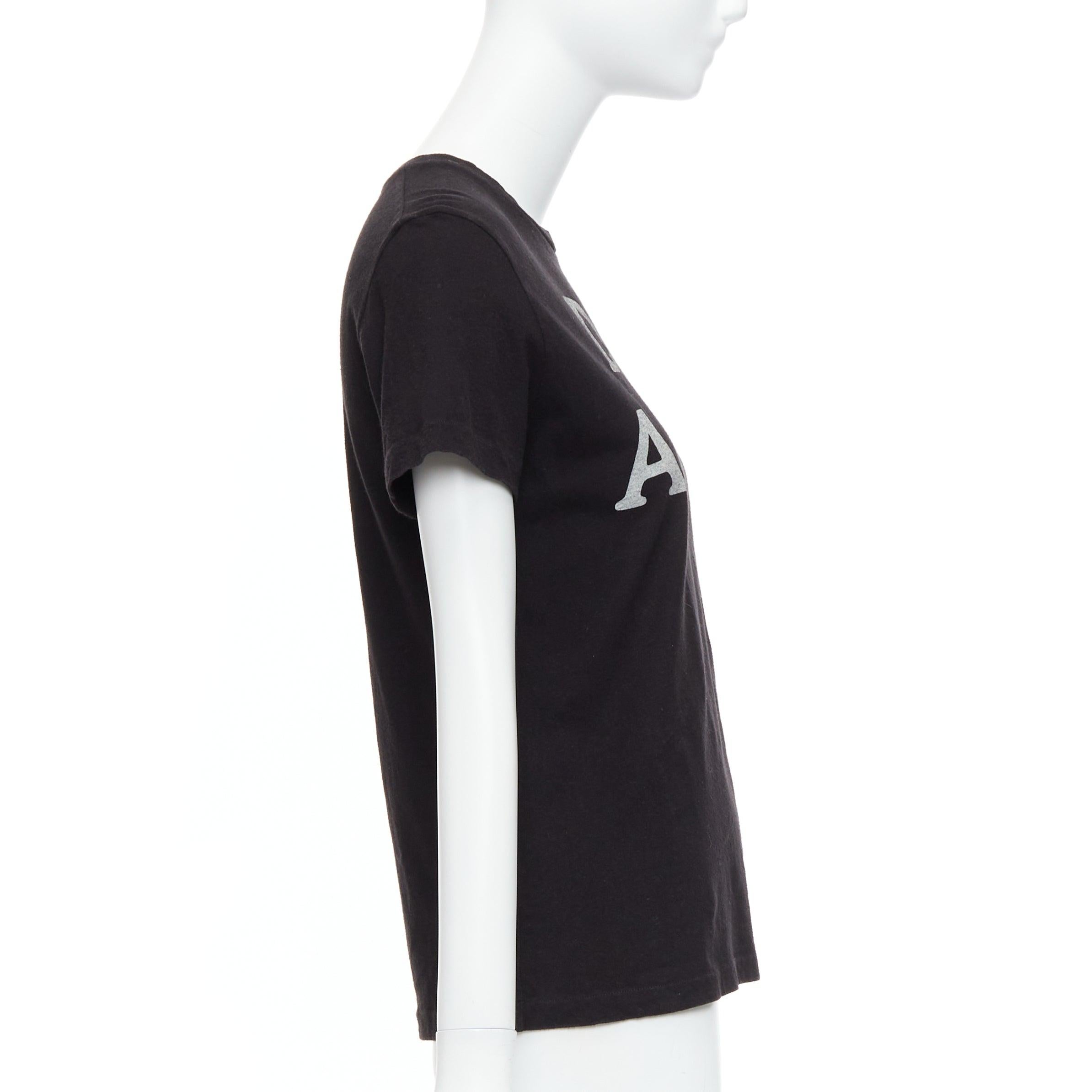 CHRISTIAN DIOR Addict black cotton linen grey speckle logo print tshirt XS In Good Condition For Sale In Hong Kong, NT